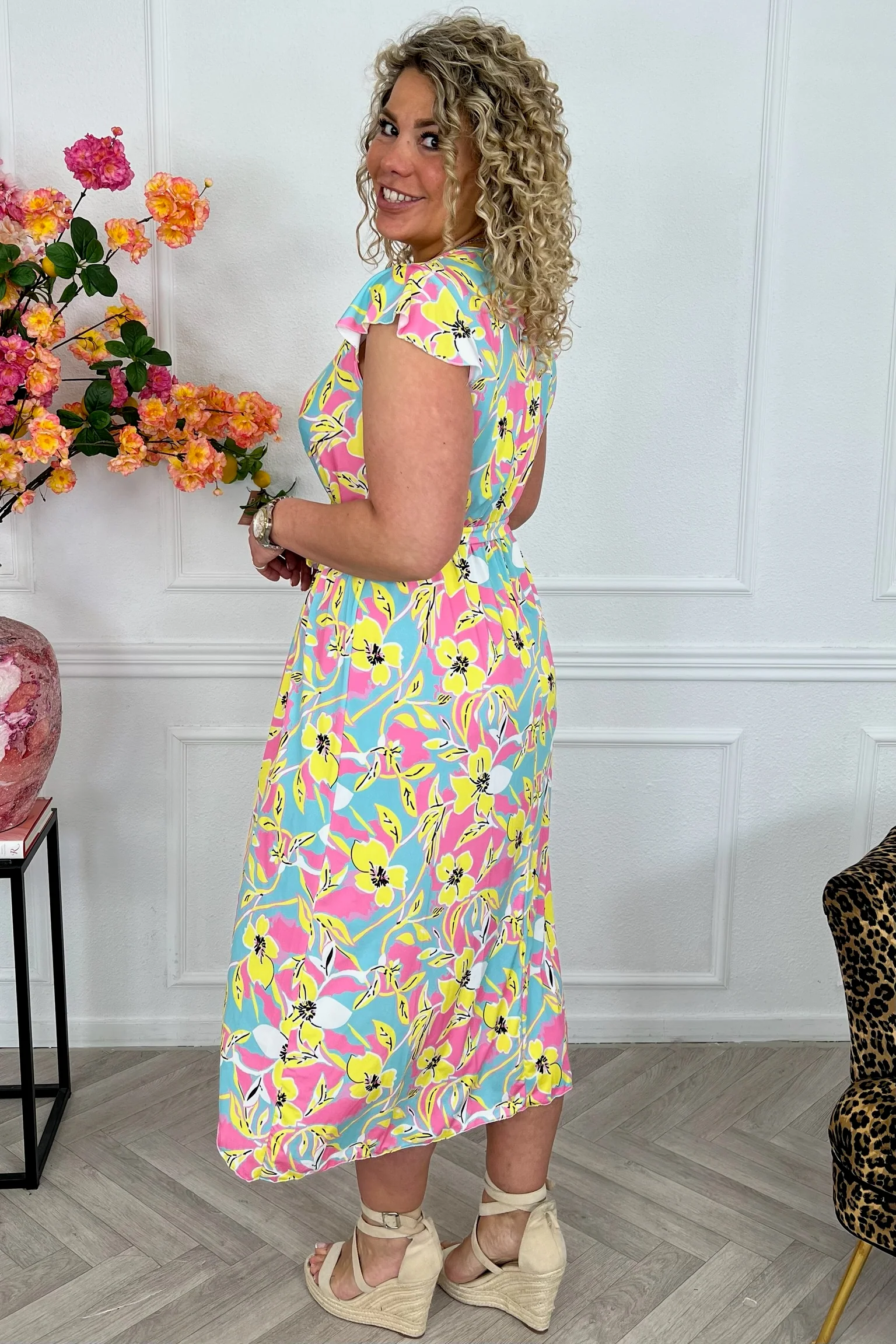 Curvy Strik Celeste Dress - Pink/Yellow/Turquoise - Image 4