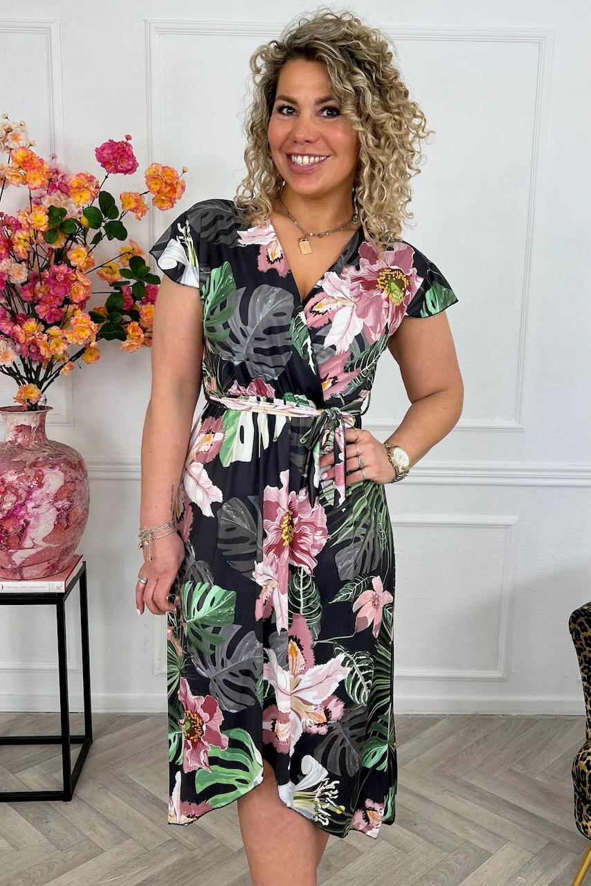 Curvy Strik Forest Dress - Black/Pink - Image 2