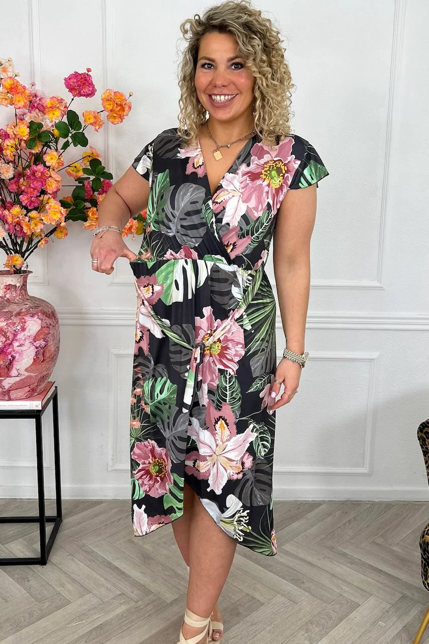 Curvy Strik Forest Dress - Black/Pink - Image 4