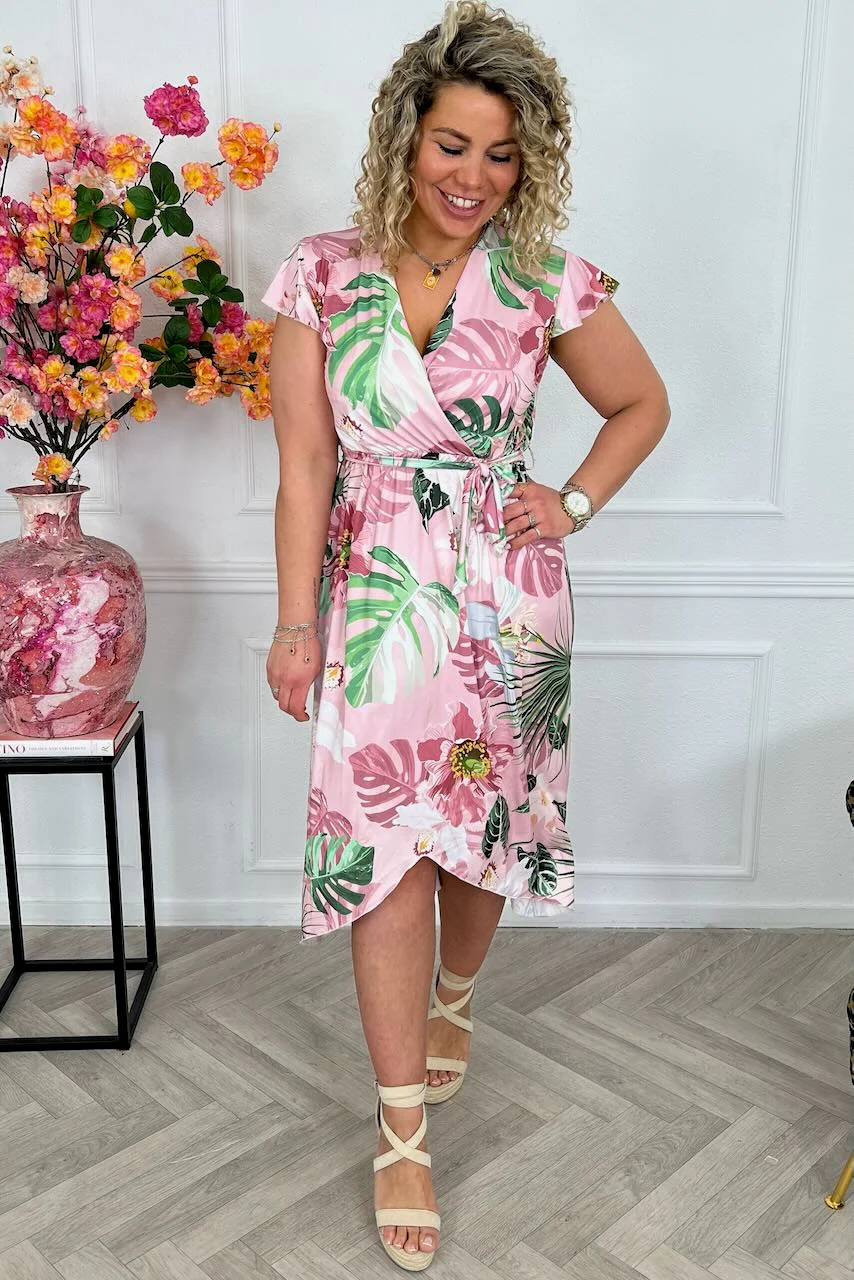 Curvy Strik Forest Dress - Pink