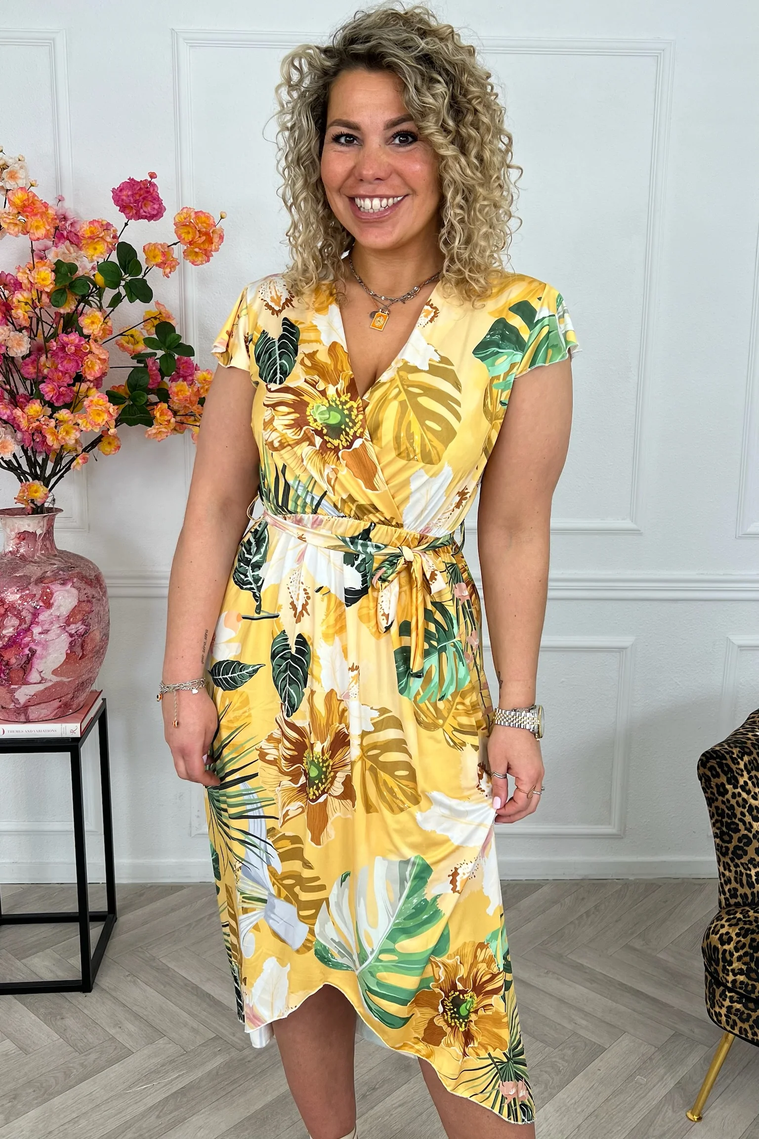 Curvy Strik Forest Dress - Yellow - Image 11