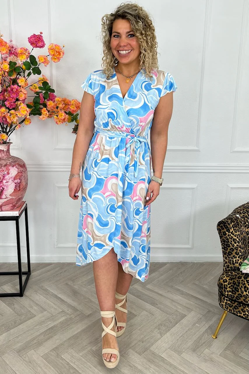 Curvy Strik Tenerife Dress - Light Blue/Pink