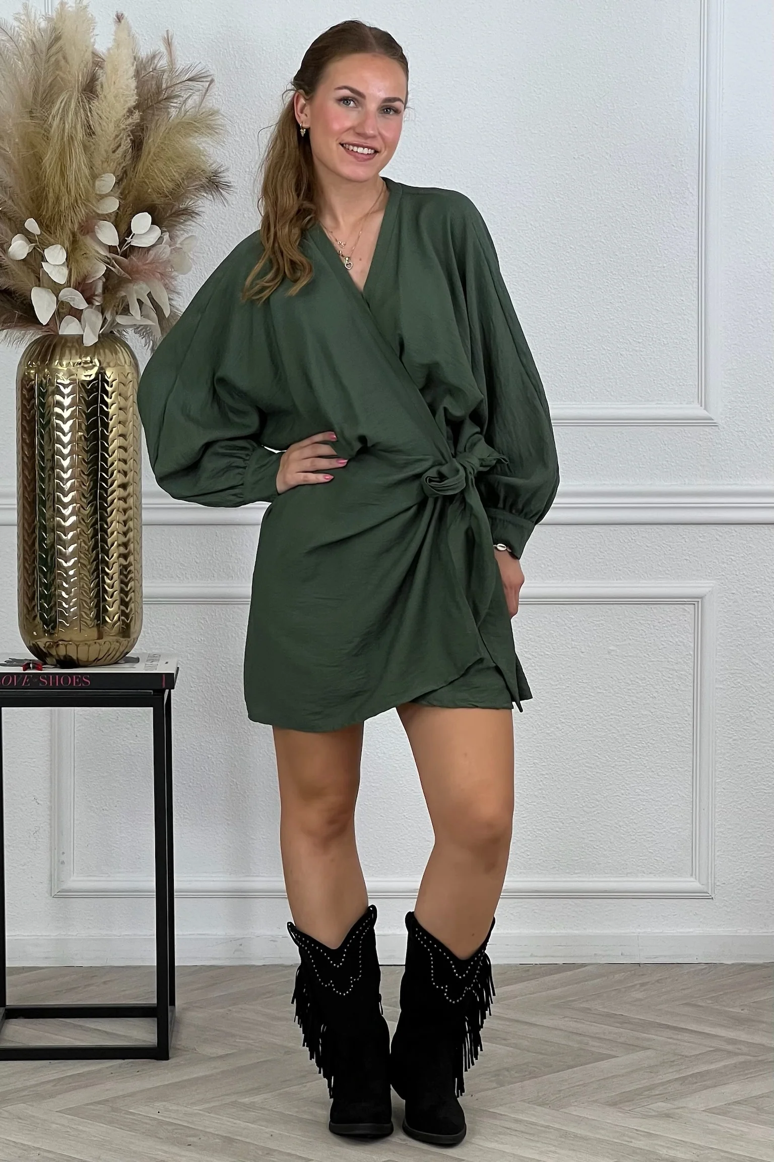 Curvy Wrap Dress - Armygreen - Image 2