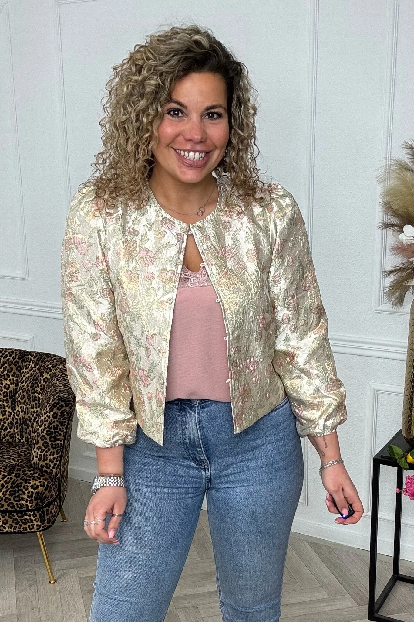 Dana Flower Blouse - Beige/Mint/Pink