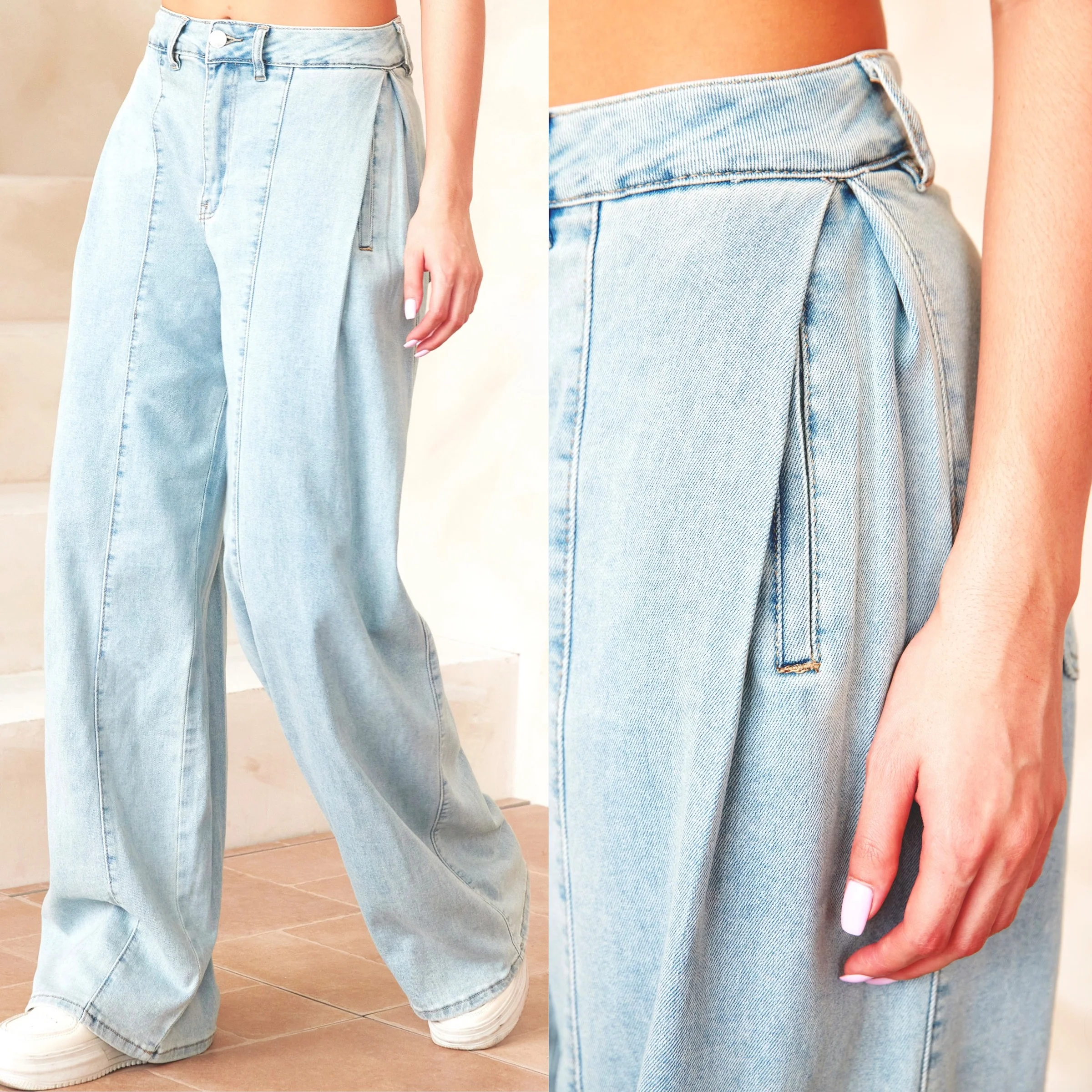 Dana Summer Wide Leg Jeans - Light Blue