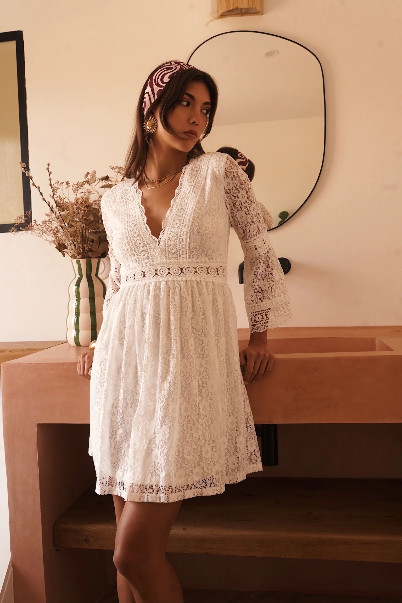 Delphine Lace Dress - White - Image 4