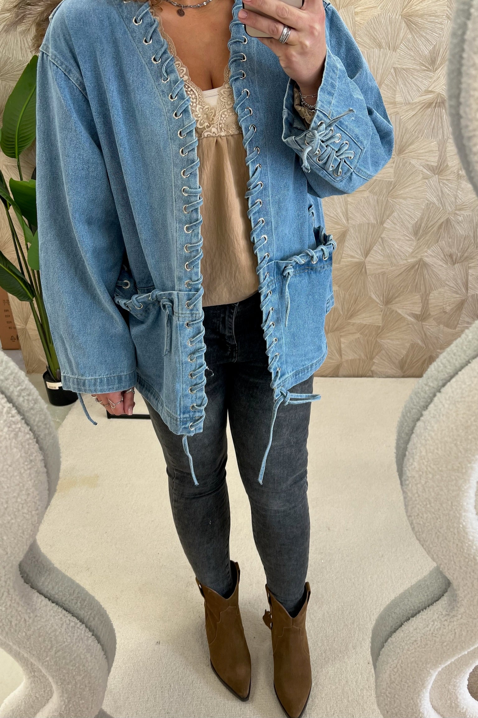 Denim Stitched jacket - Blue - Image 5