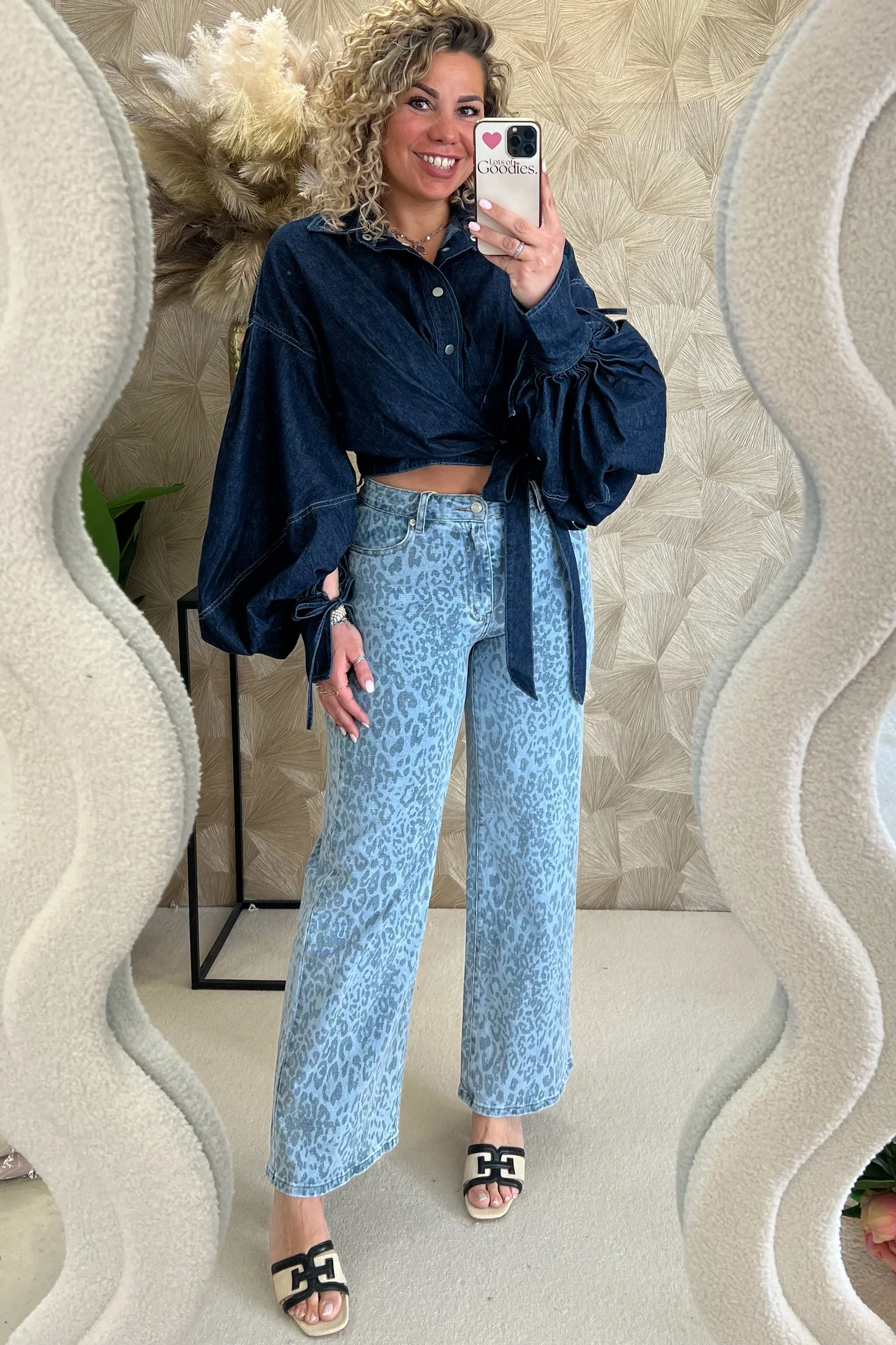 Denim Wrap Blouse - Dark Blue