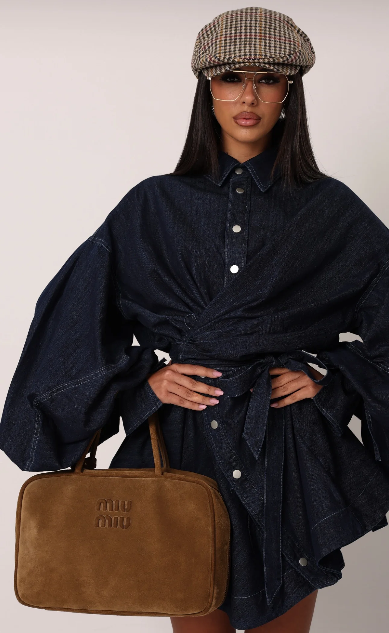 Denim Wrap Dress - Dark Blue - Image 2