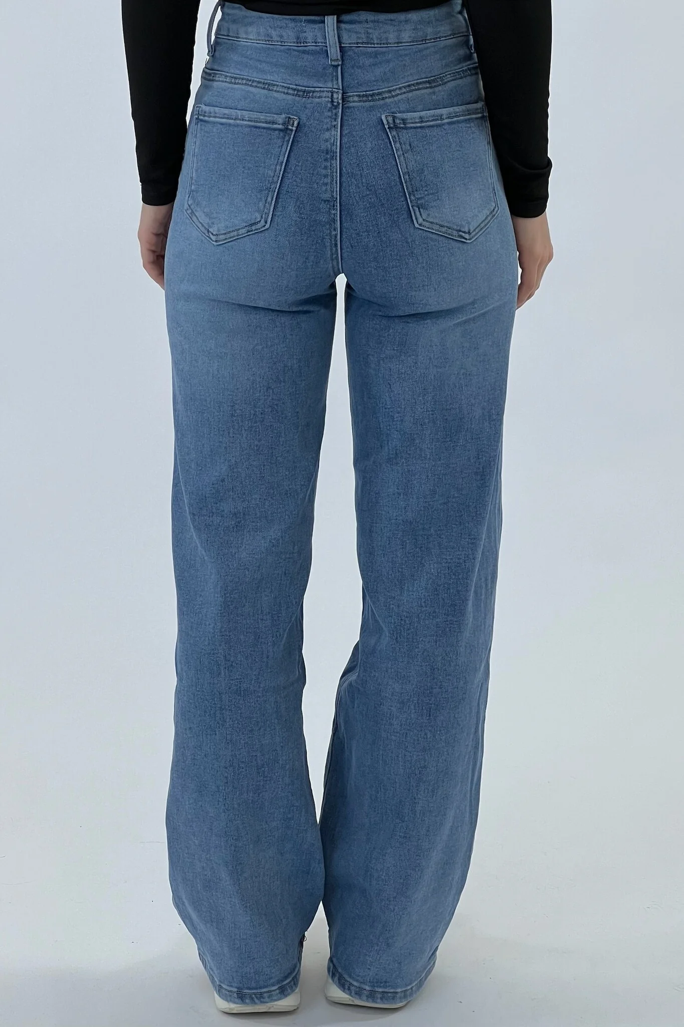 Destroyed Wide Leg Jeans - Light Blue - Image 6