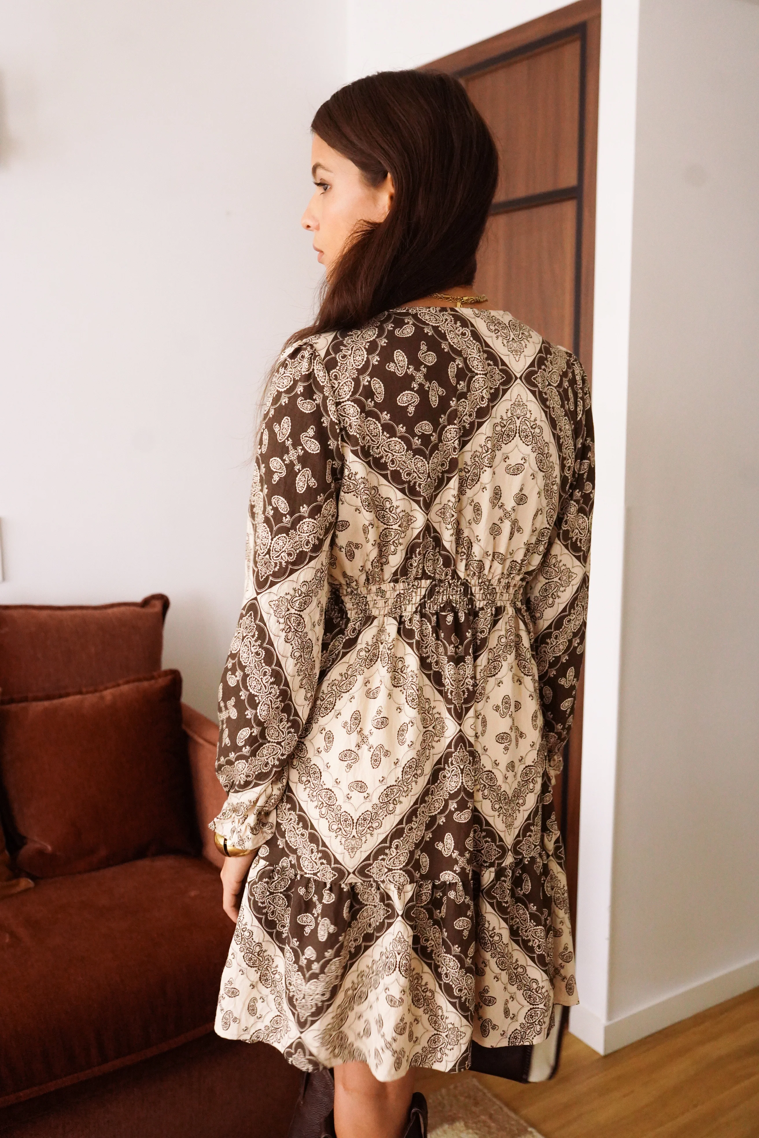 Donna Print Dress - Brown/Beige - Image 3