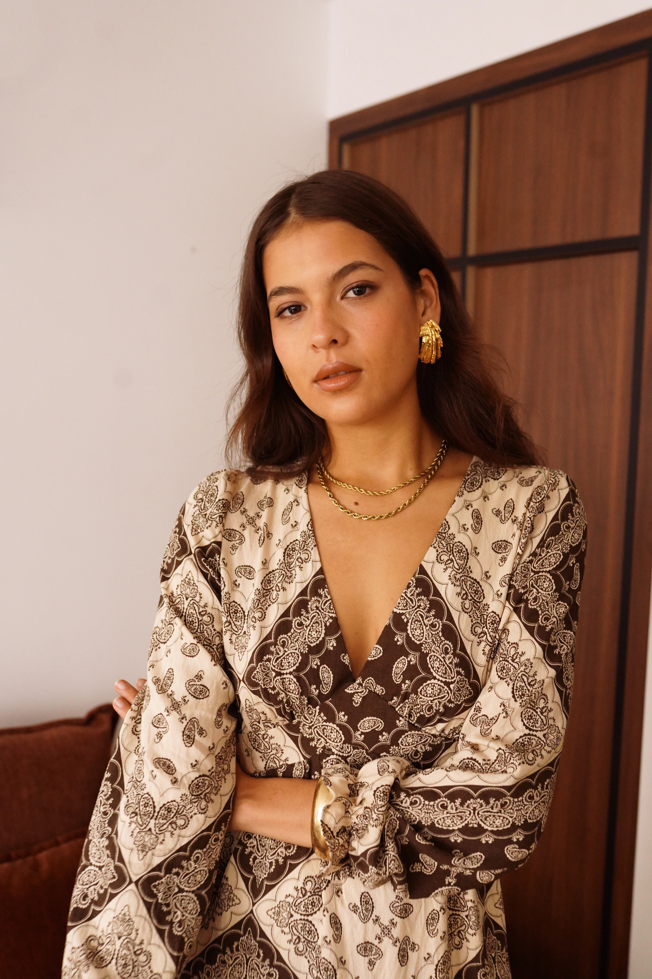 Donna Print Dress - Brown/Beige - Image 7
