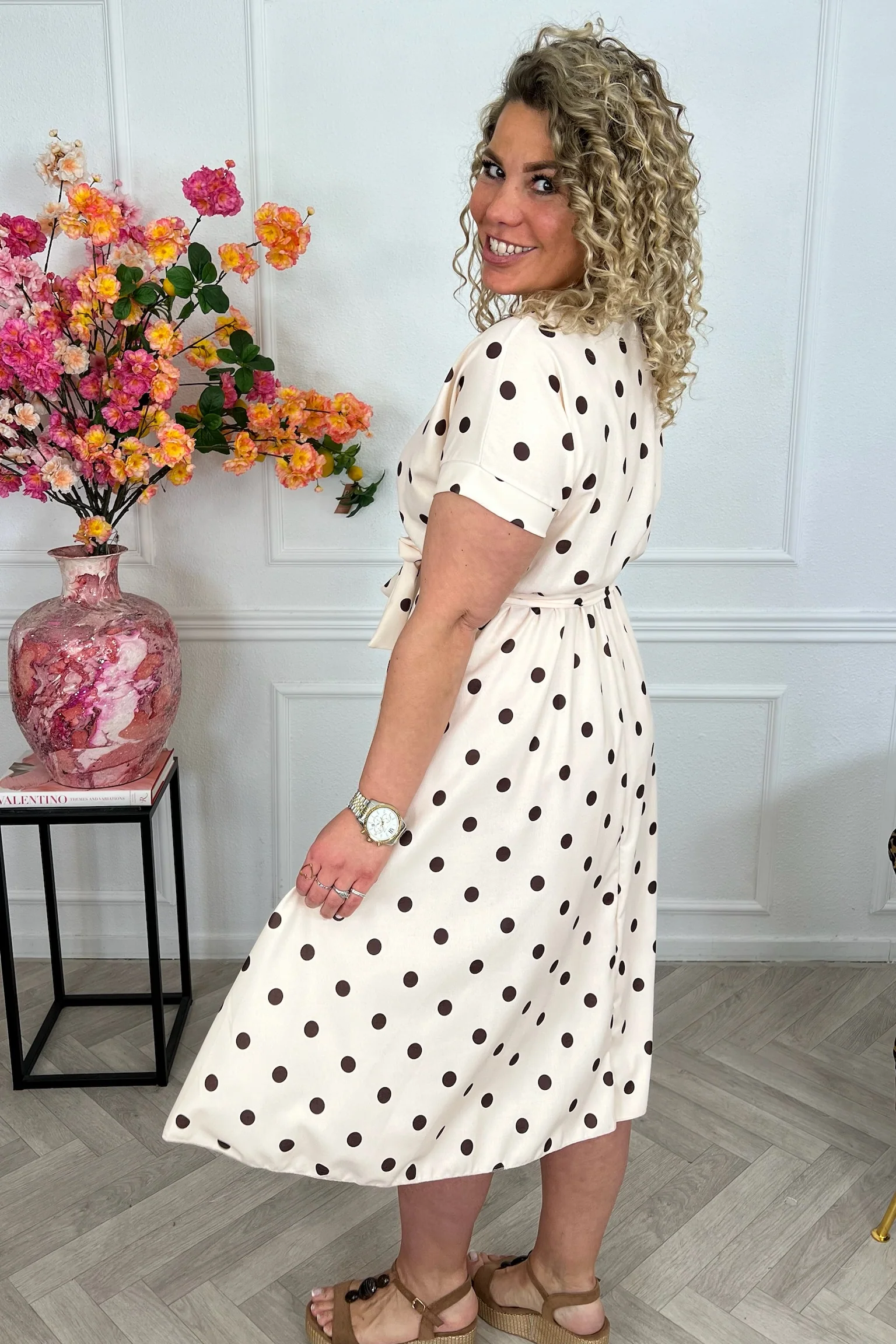 Dots Strik Dress - Beige - Image 2