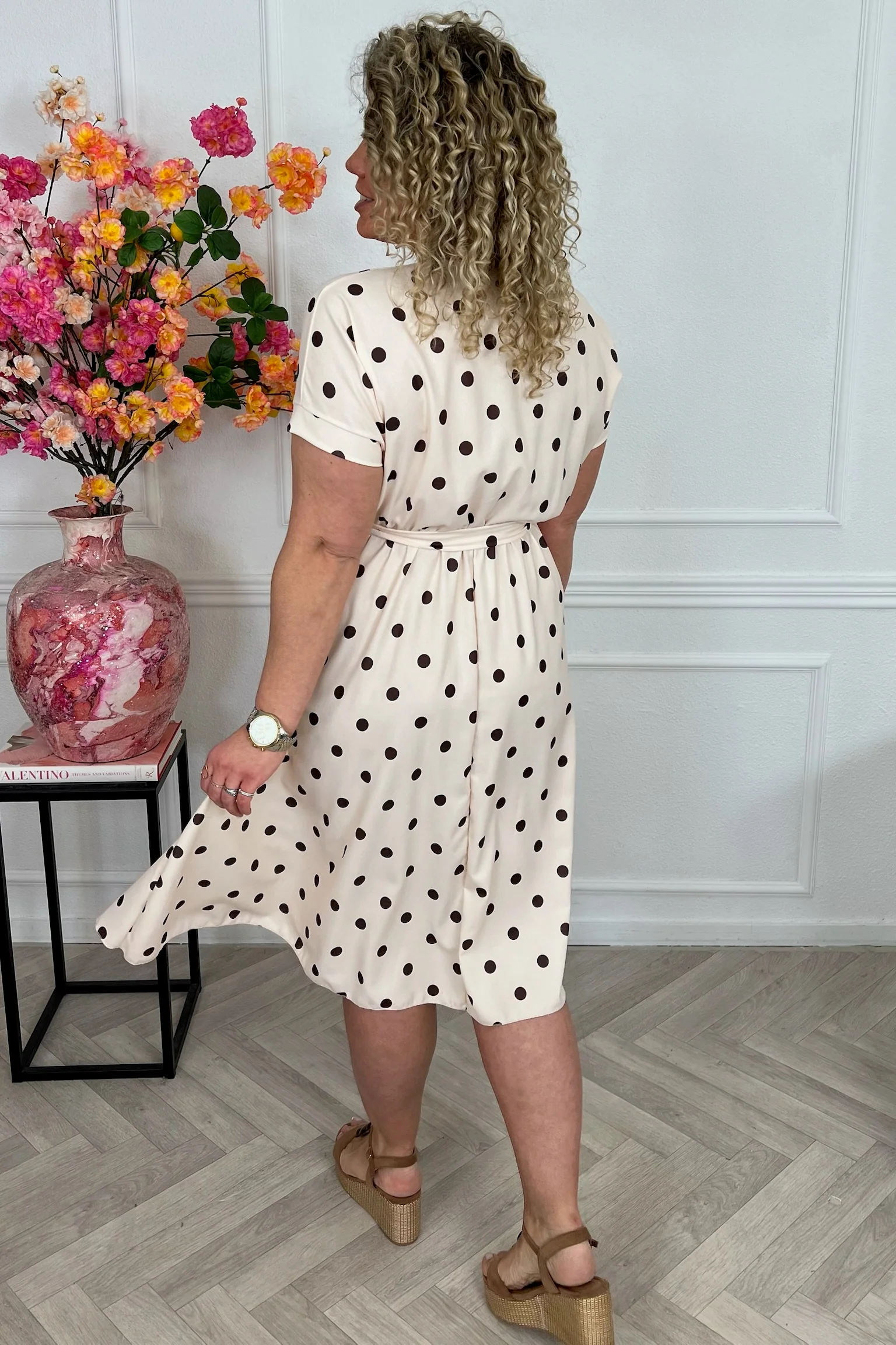 Dots Strik Dress - Beige - Image 4