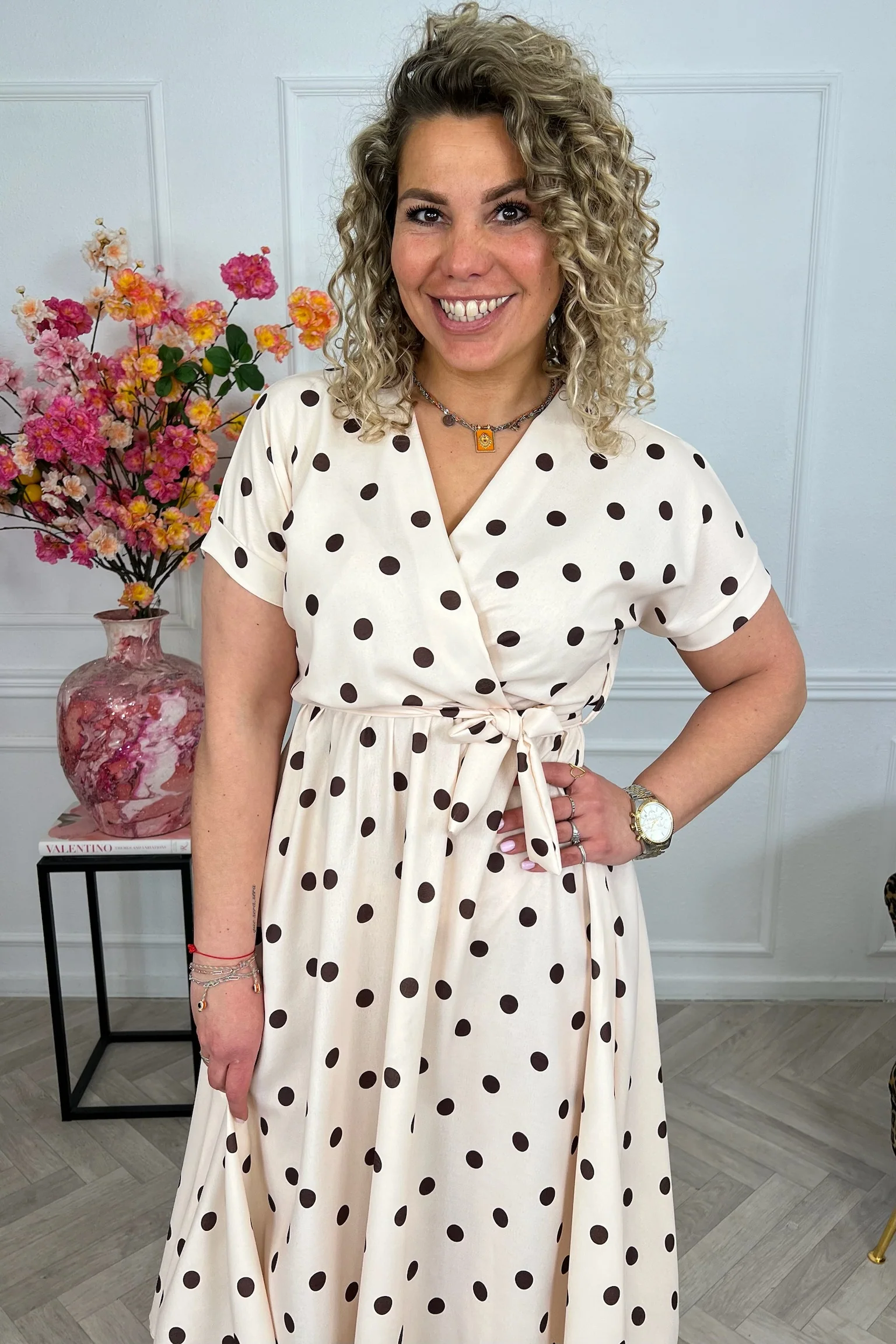 Dots Strik Dress - Beige - Image 9