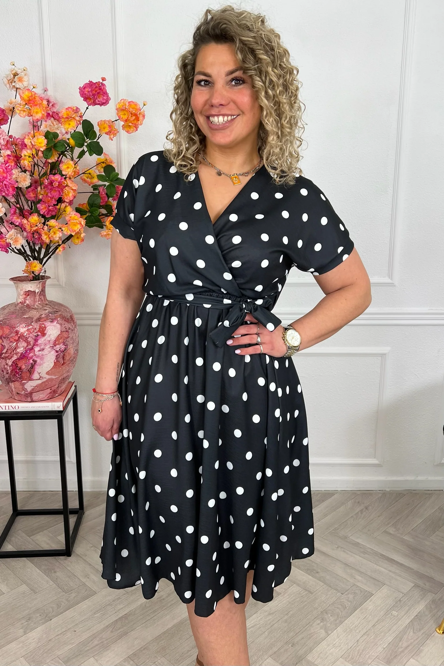 Dots Strik Dress - Black - Image 3