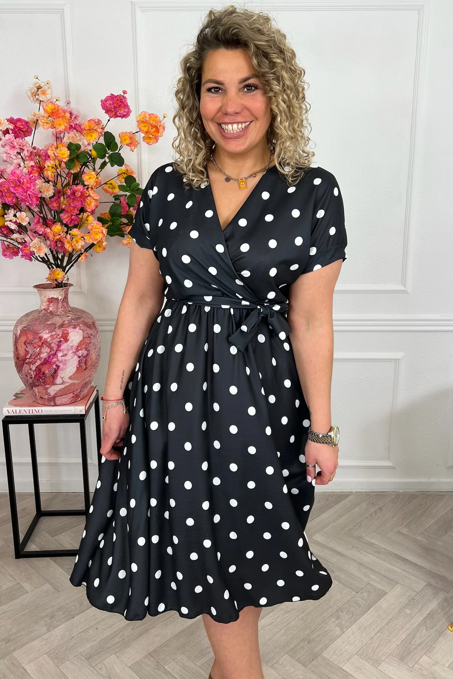 Dots Strik Dress - Black - Image 5