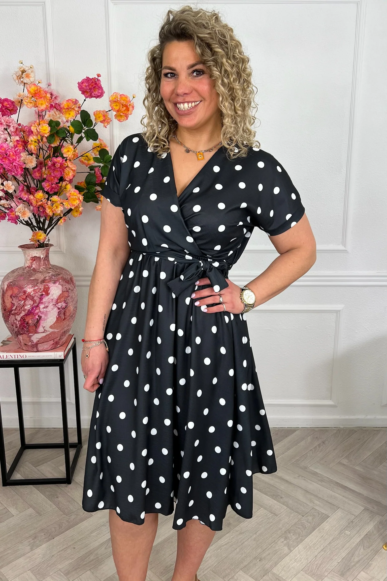Dots Strik Dress - Black - Image 6