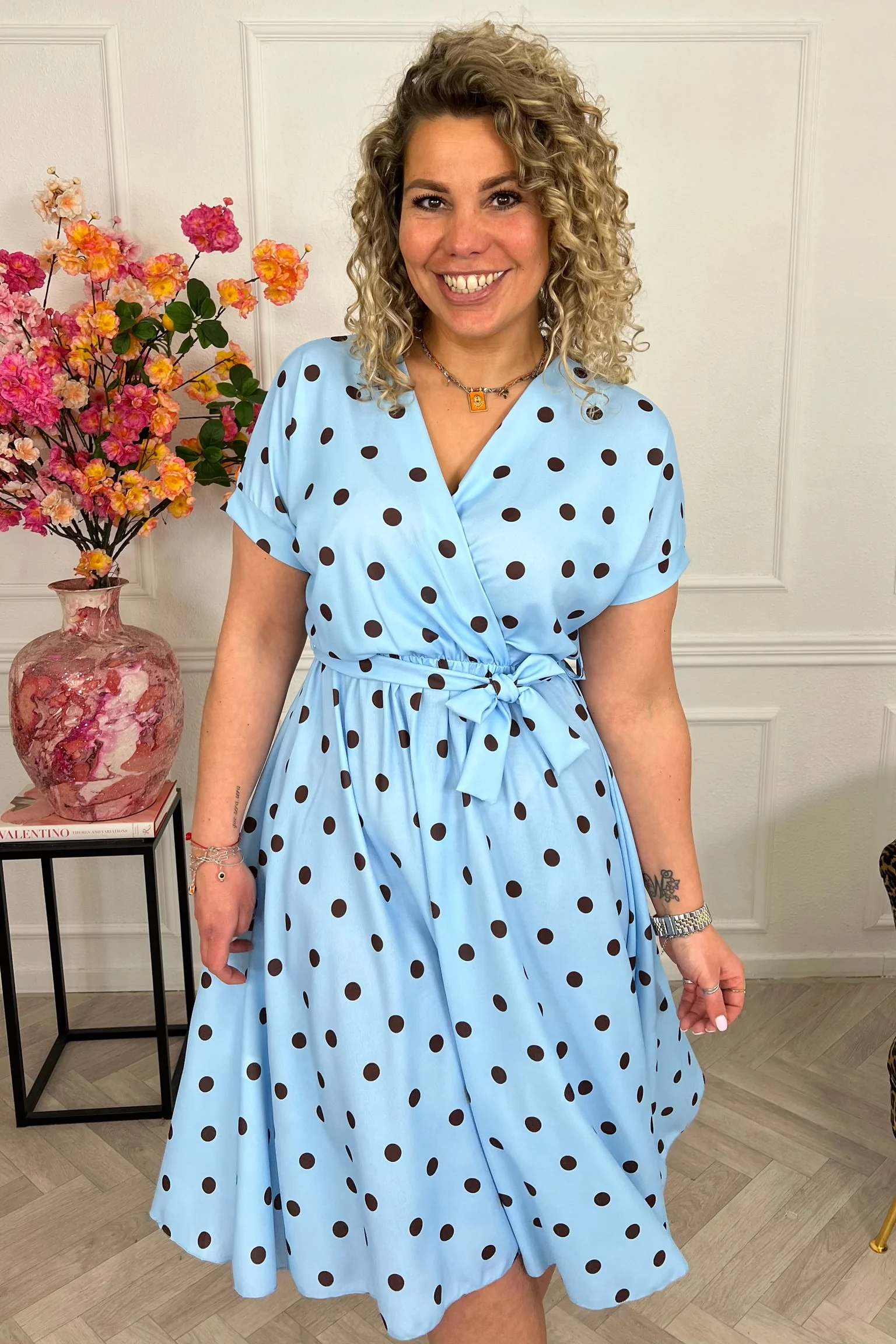 Dots Strik Dress - Light Blue - Image 4
