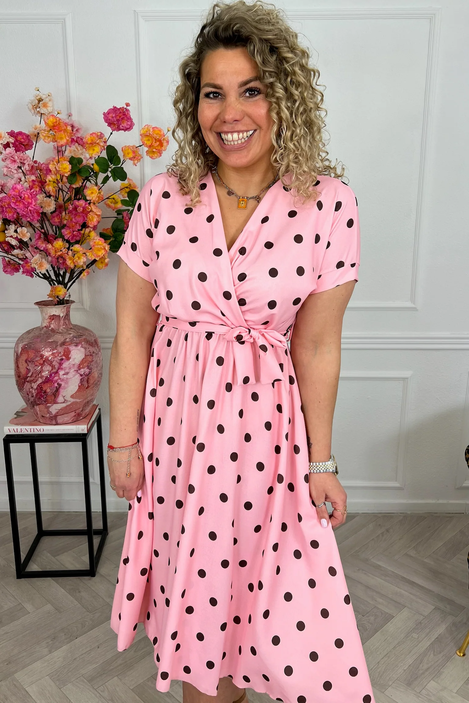 Dots Strik Dress - Pink - Image 3