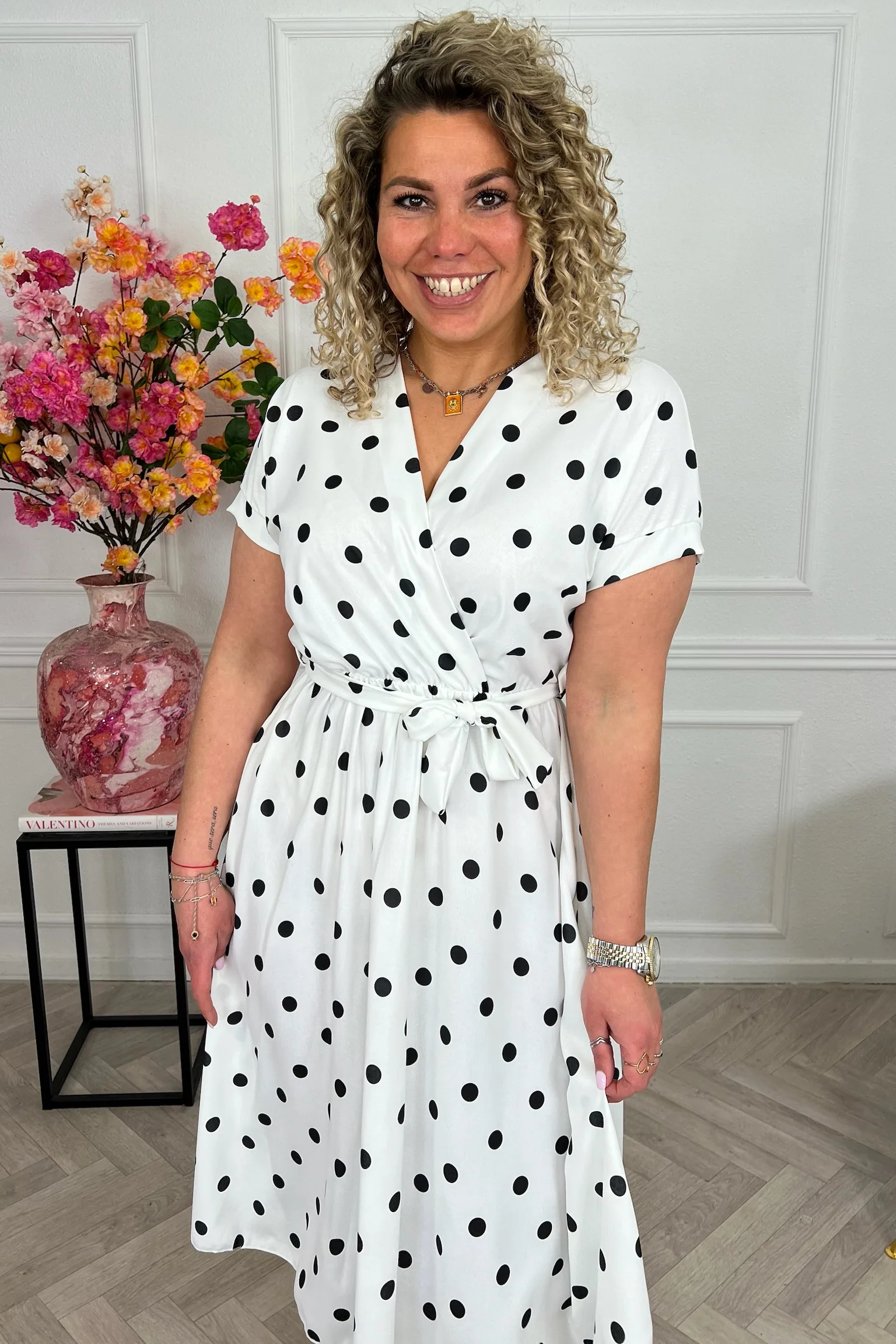 Dots Strik Dress - White - Image 10