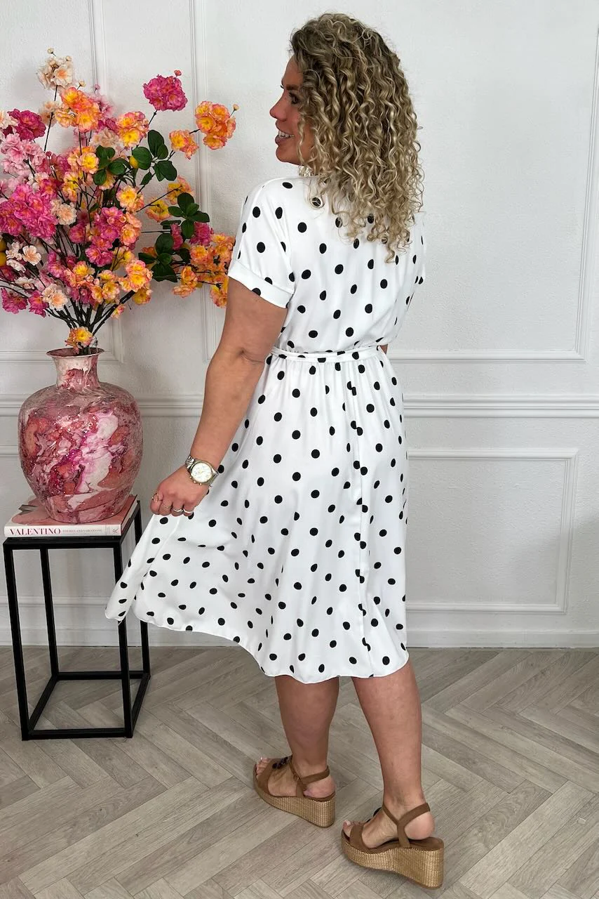 Dots Strik Dress - White - Image 3