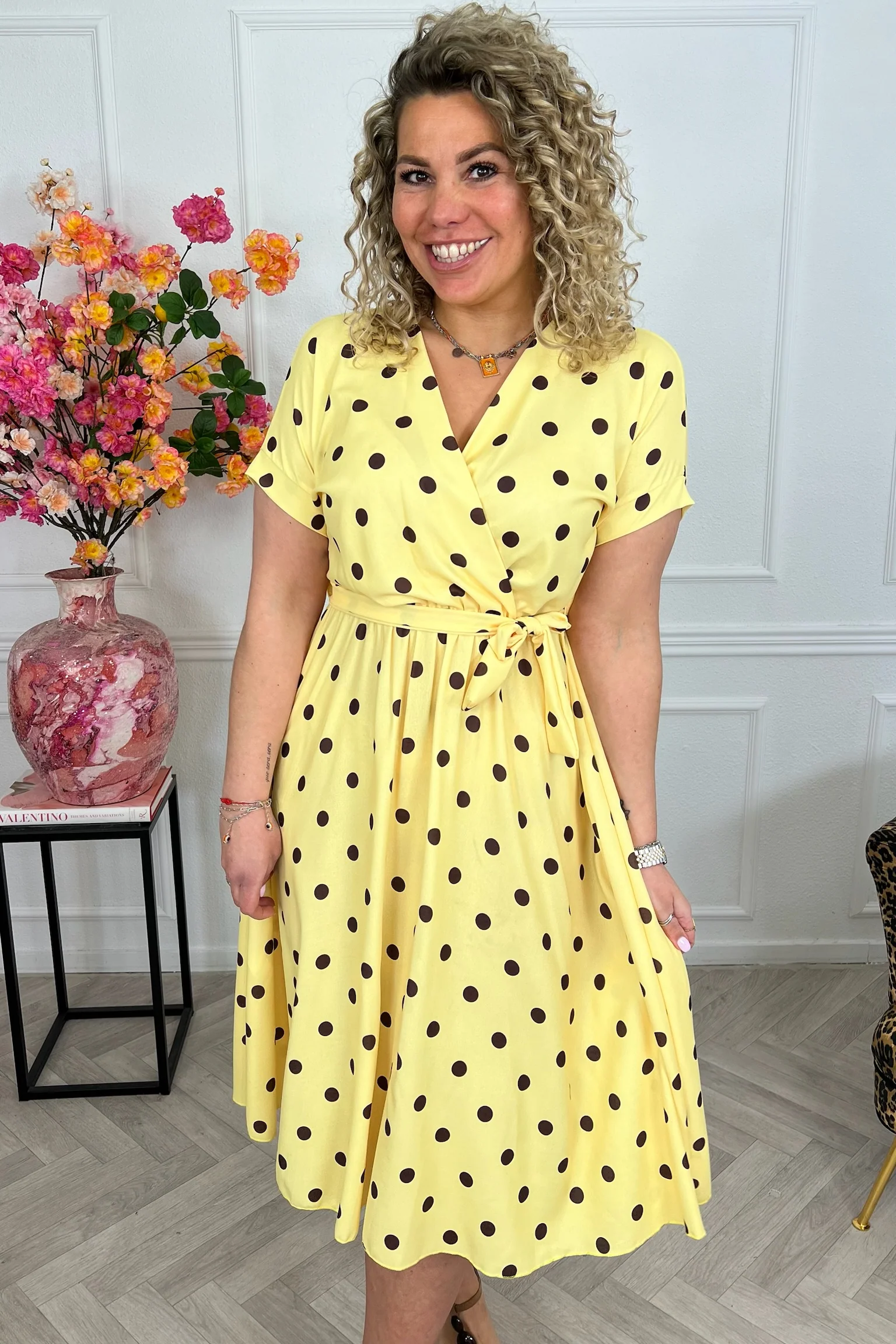 Dots Strik Dress - Yellow