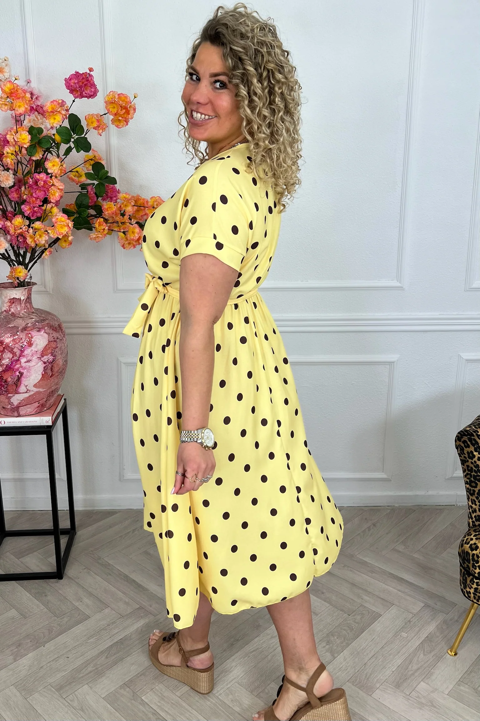 Dots Strik Dress - Yellow - Image 2