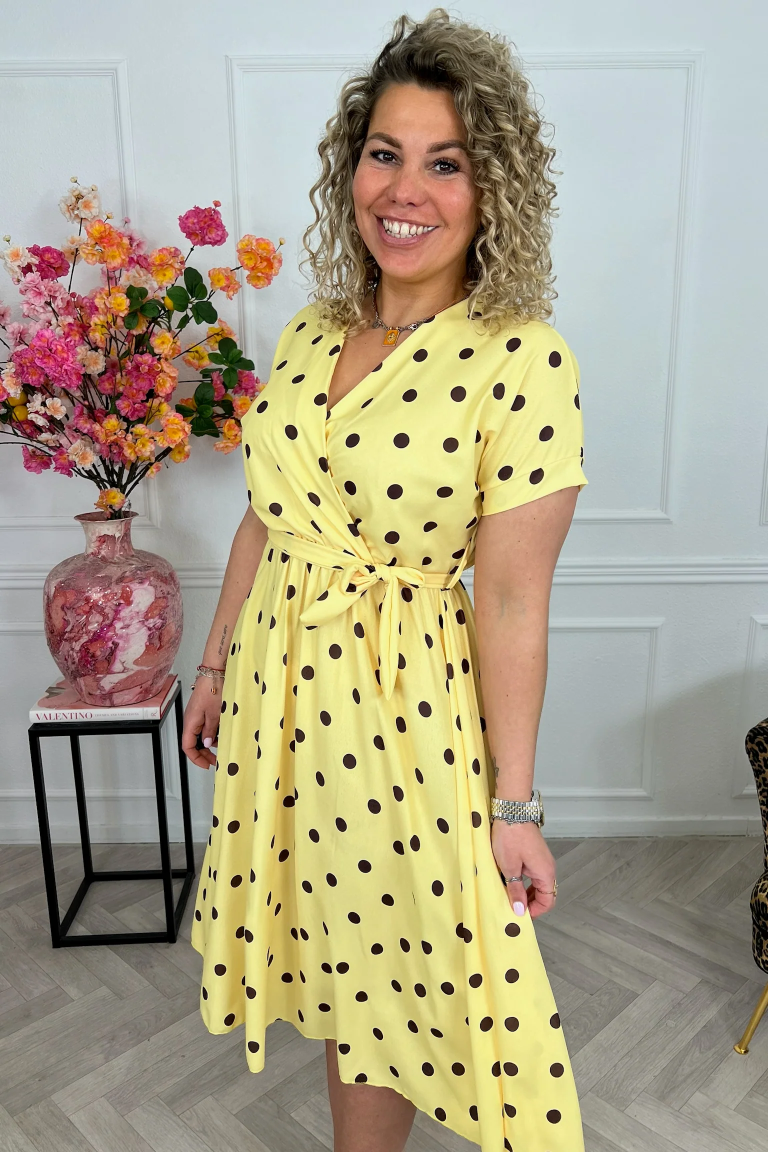 Dots Strik Dress - Yellow - Image 4