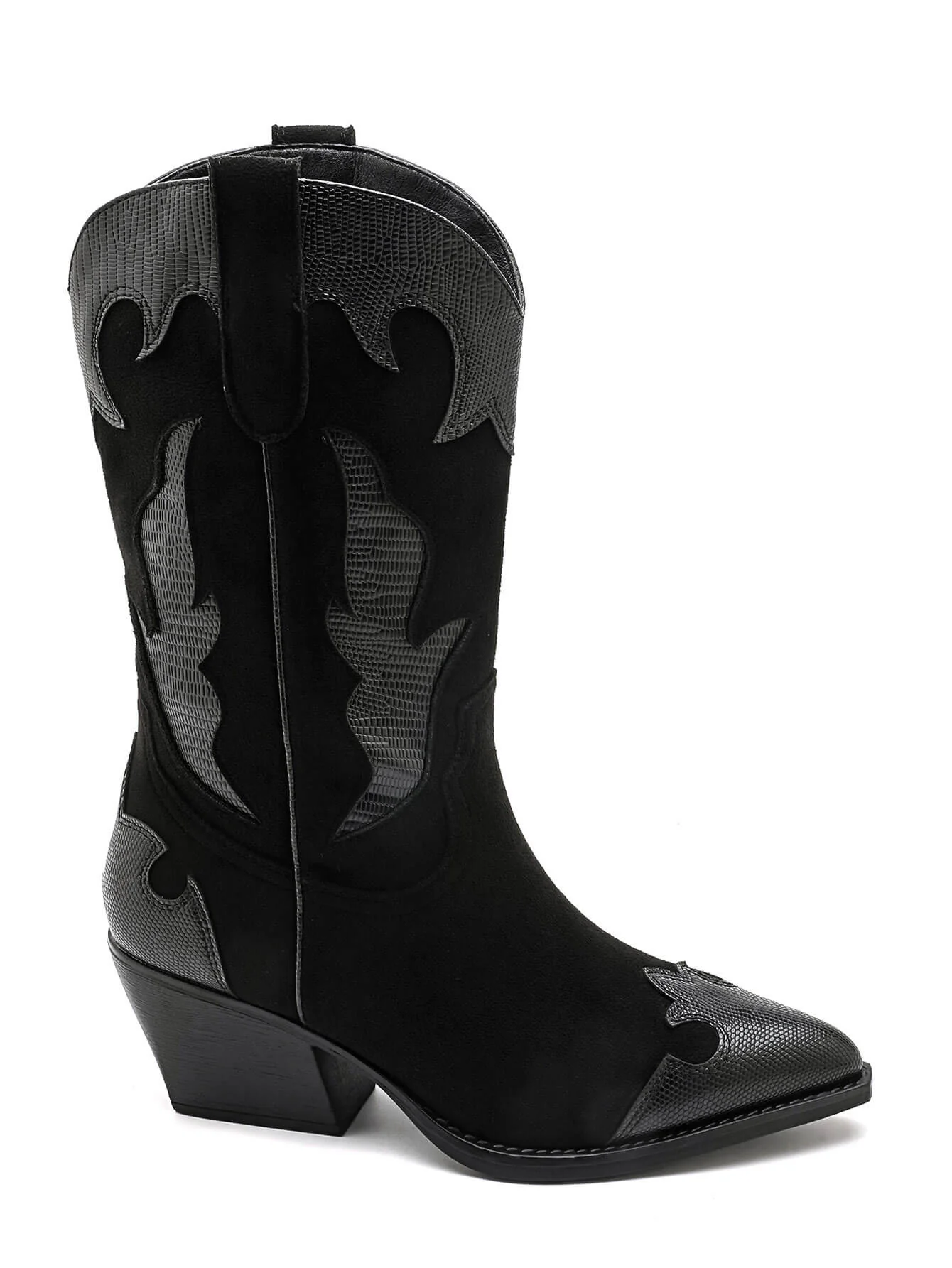 Dusty Rose Cowboy Boots - Black