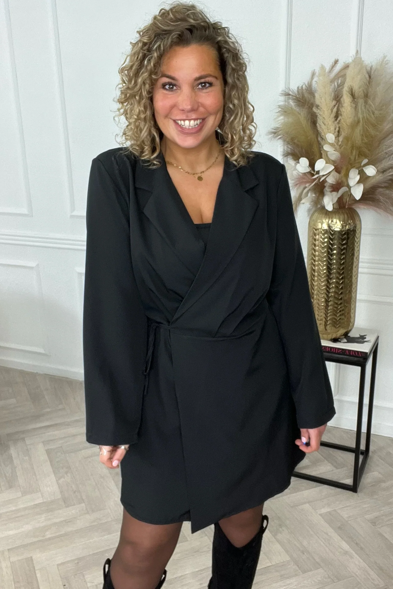 Elegance Wrap Blazer Dress - Black - Image 2