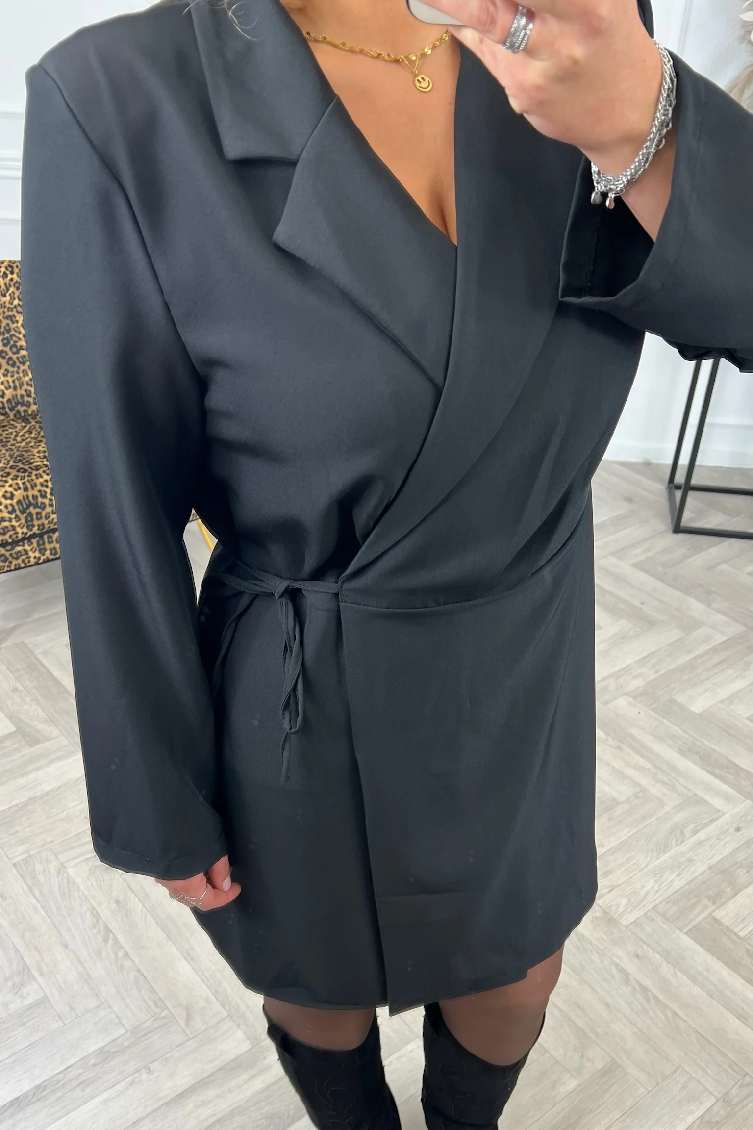 Elegance Wrap Blazer Dress - Black - Image 4