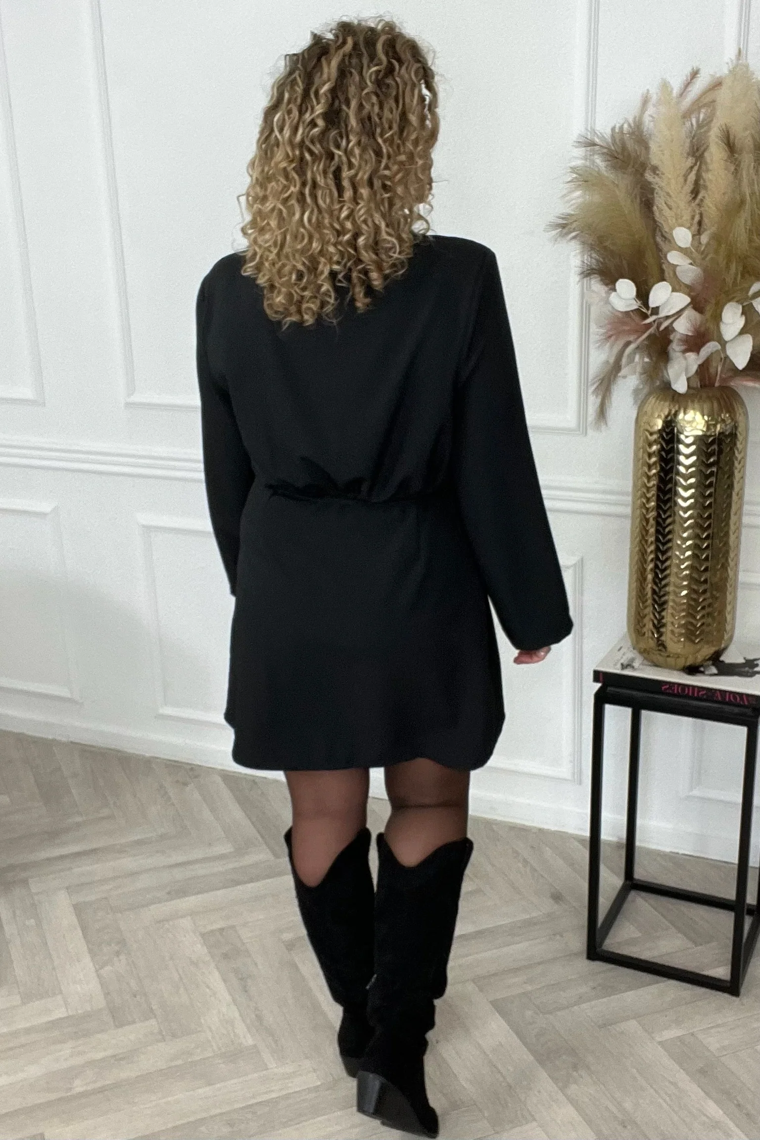 Elegance Wrap Blazer Dress - Black - Image 5