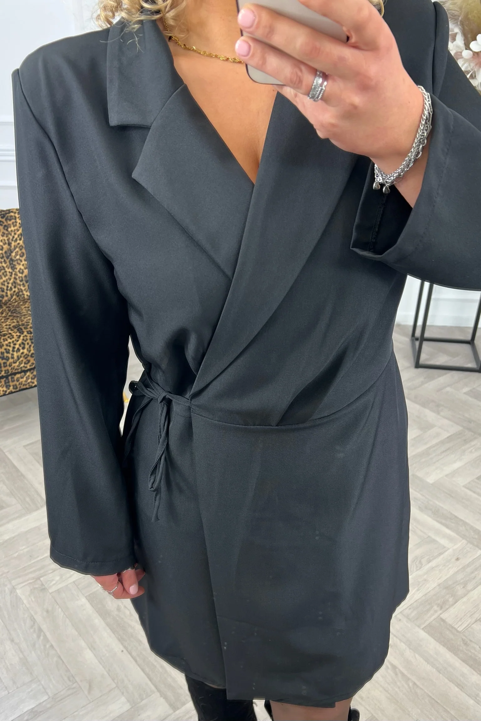 Elegance Wrap Blazer Dress - Black - Image 6