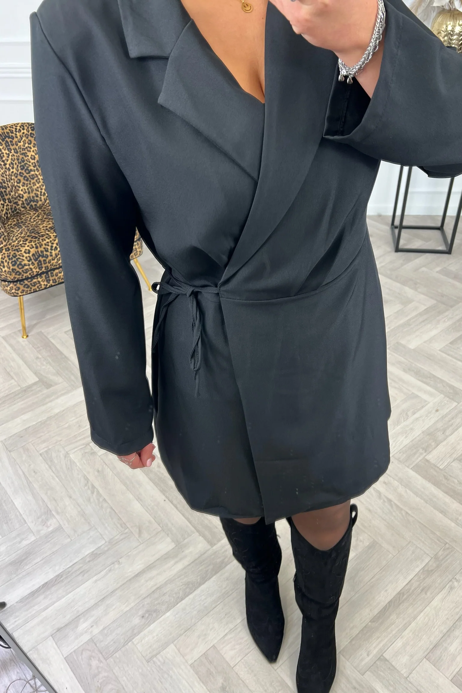 Elegance Wrap Blazer Dress - Black - Image 7
