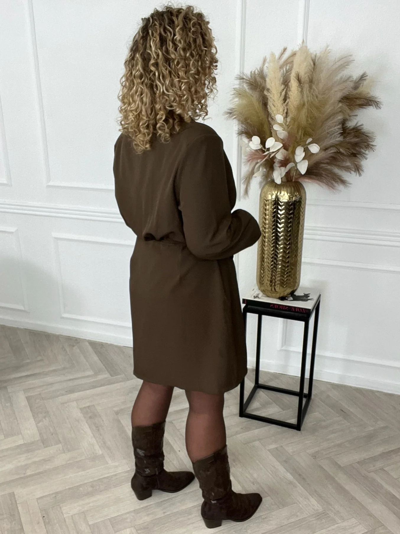 Elegance Wrap Blazer Dress - Brown - Image 2