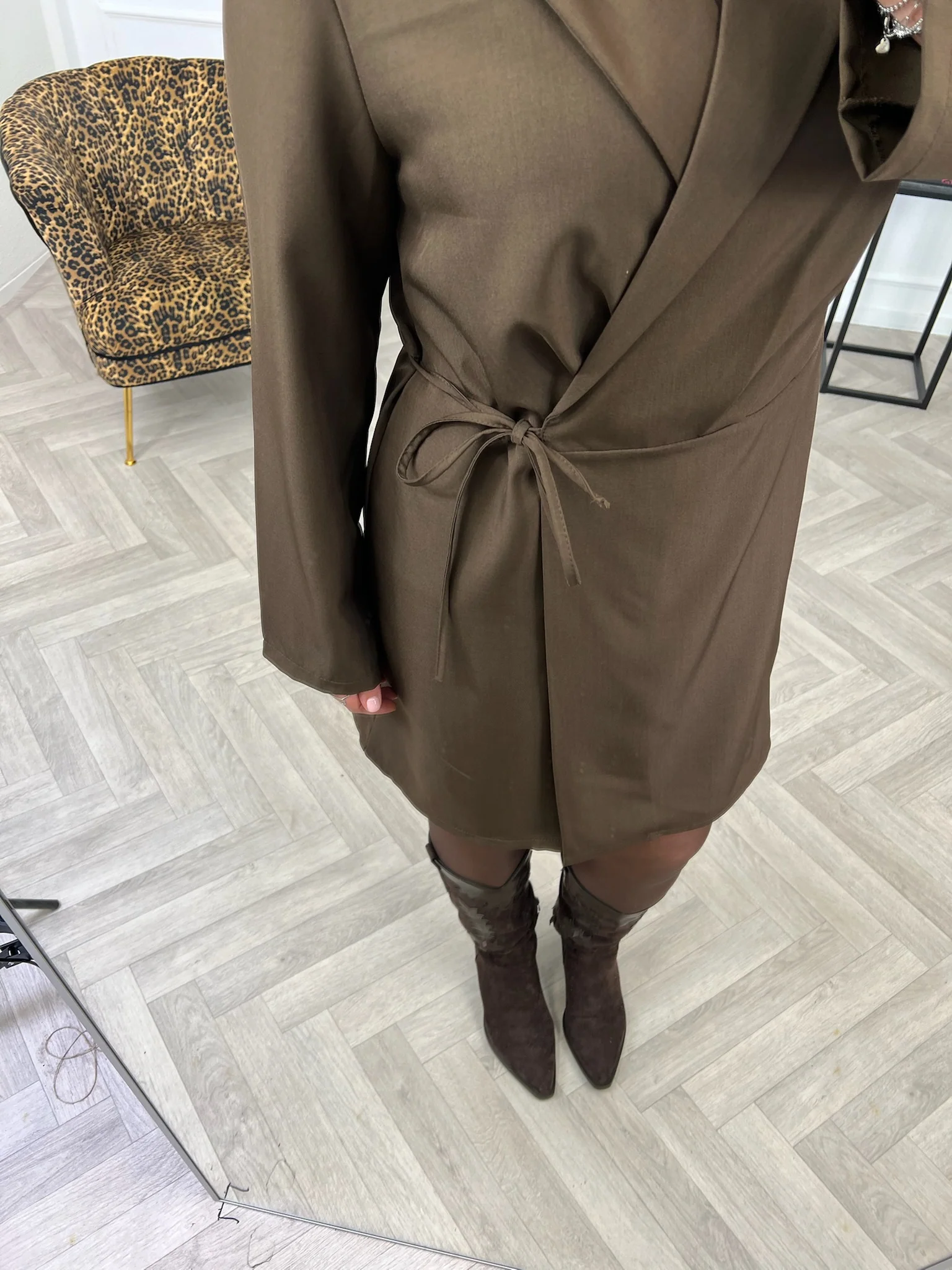 Elegance Wrap Blazer Dress - Brown - Image 3
