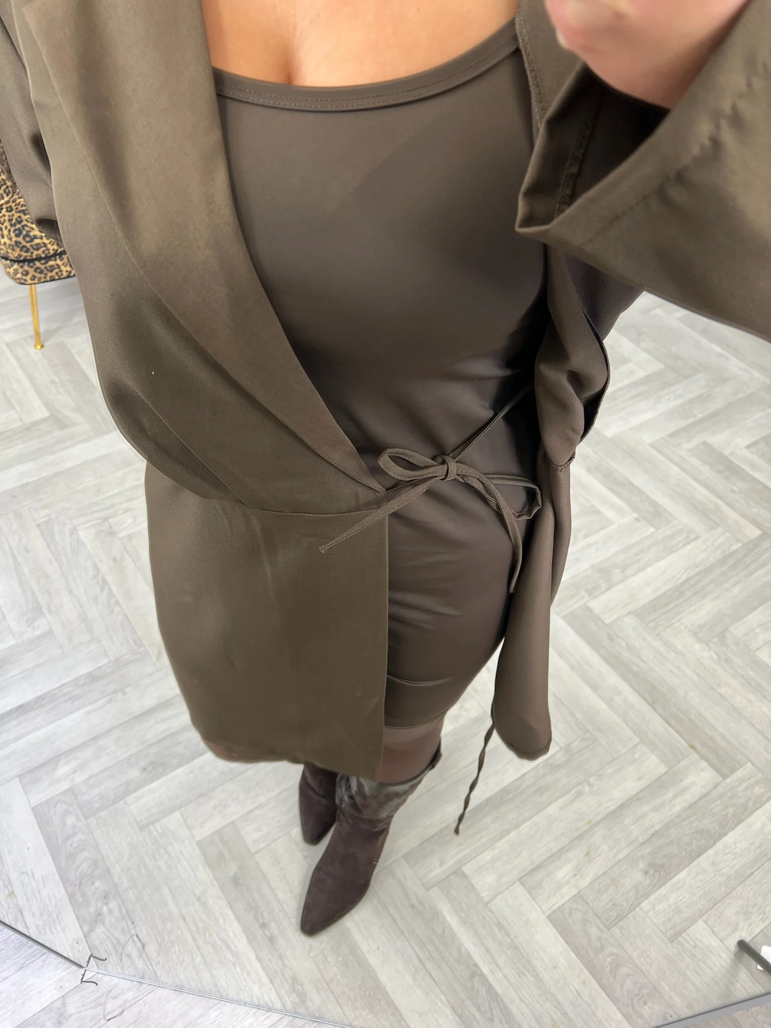 Elegance Wrap Blazer Dress - Brown - Image 4