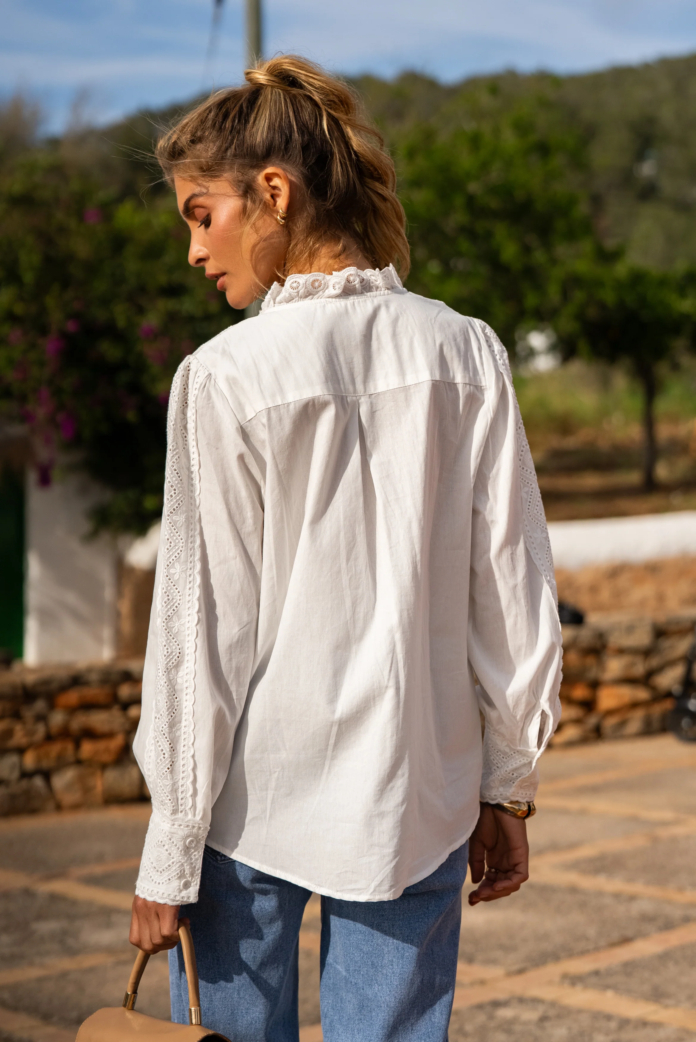 Elin Broderie Blouse - White - Image 3