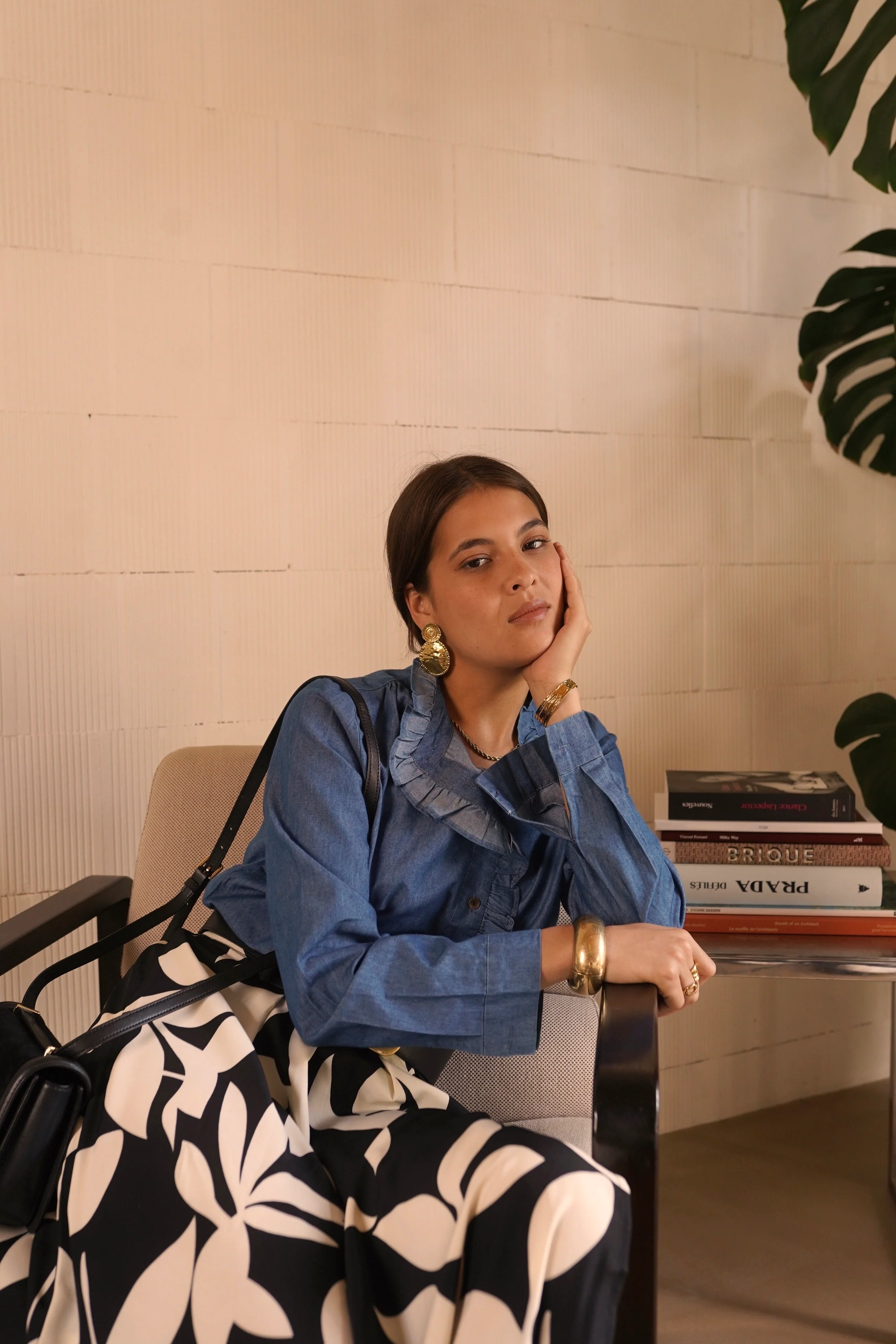 Elise Denim Blouse - Dark Blue - Image 4