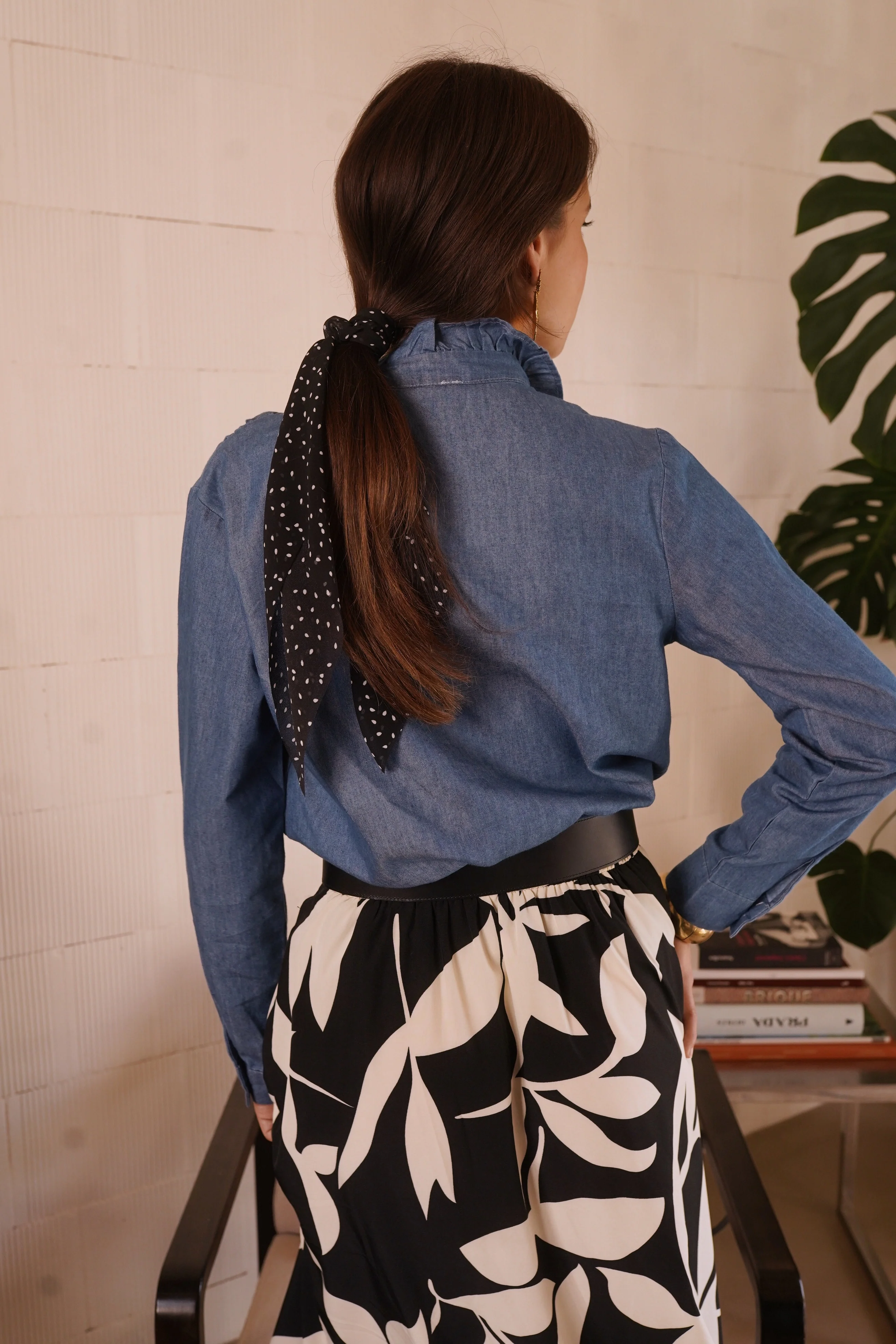Elise Denim Blouse - Dark Blue - Image 5