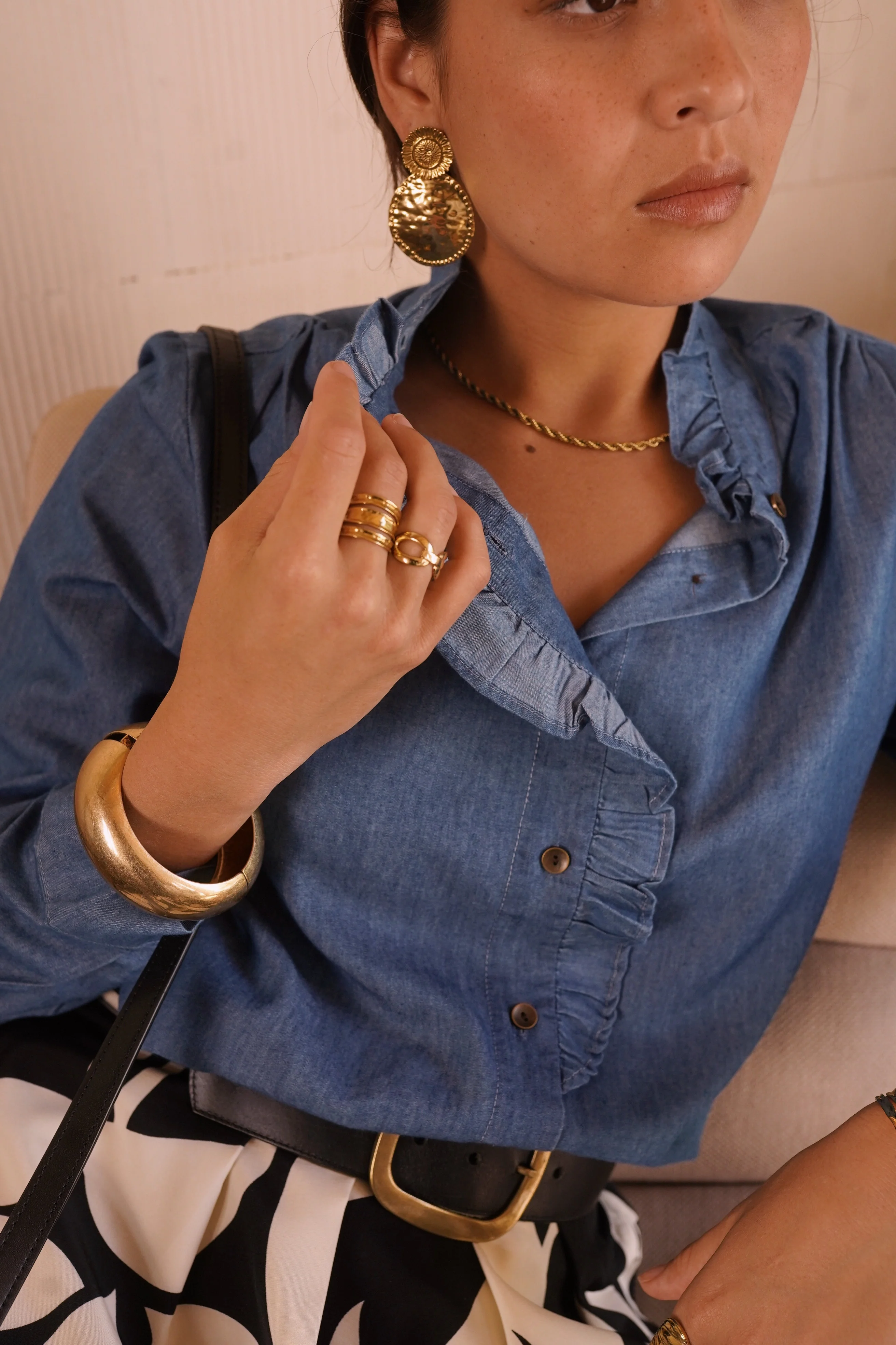 Elise Denim Blouse - Dark Blue - Image 6
