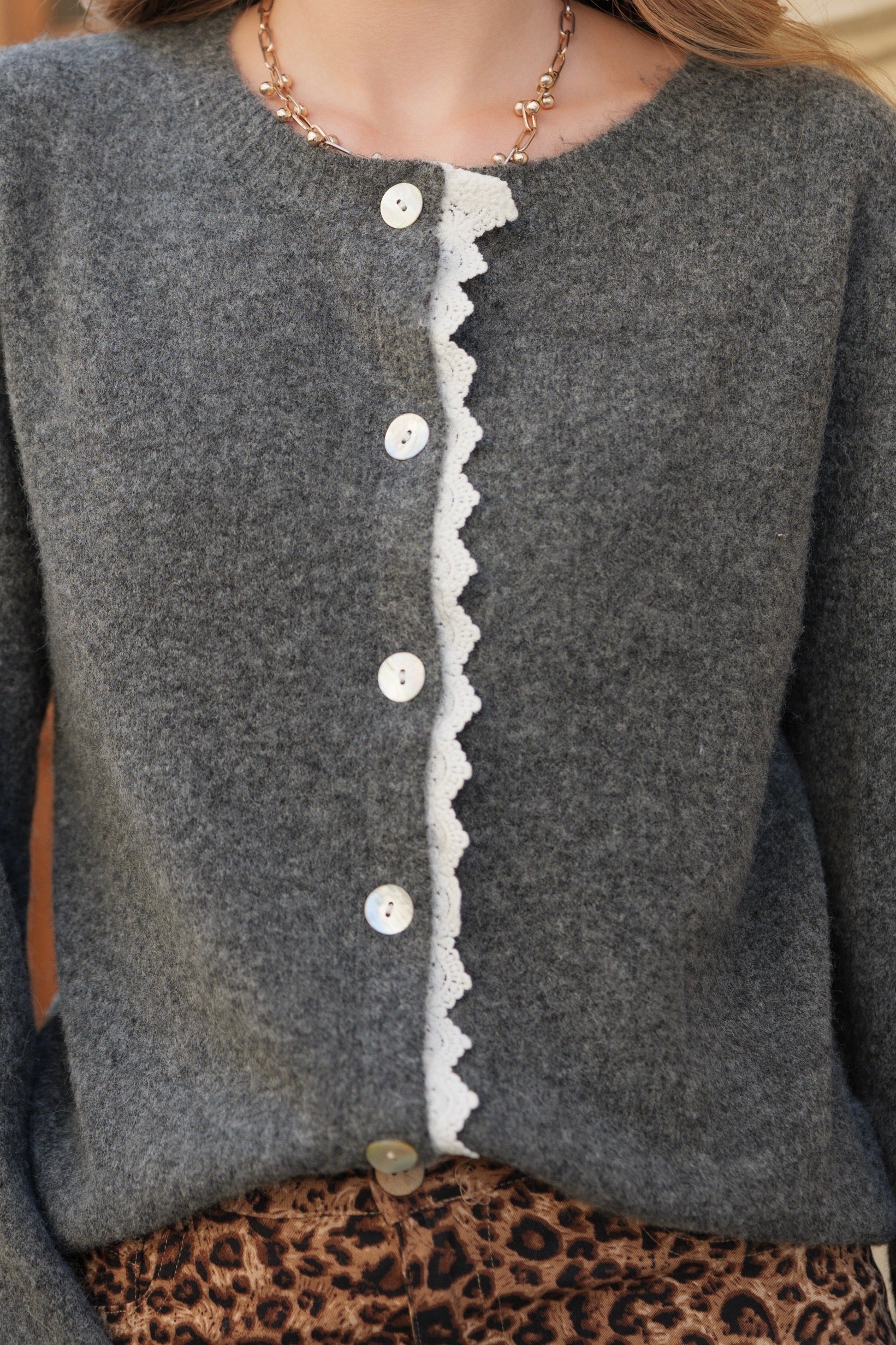 Ella Lace Vest - Dark Grey