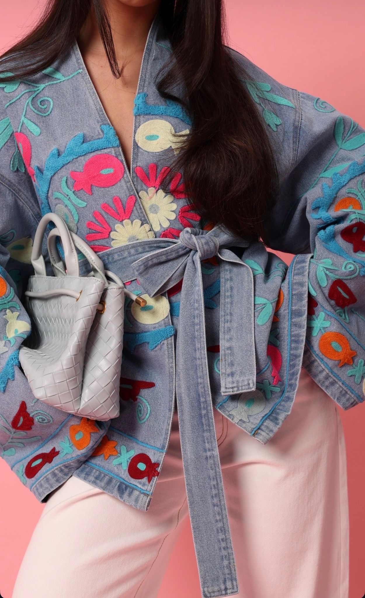 Embroidery Denim Jacket - Blue