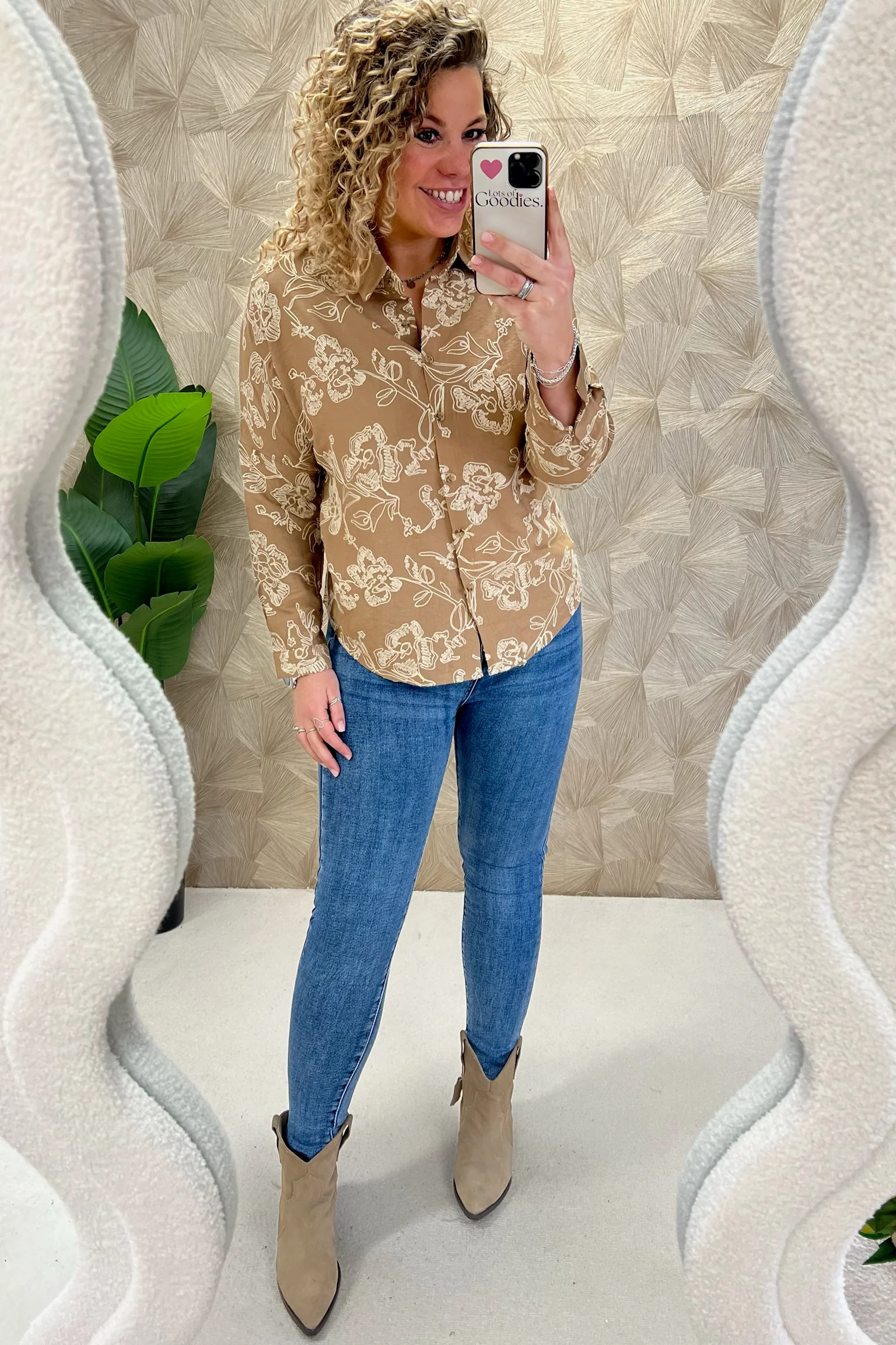 Emilie Flower Blouse - Taupe
