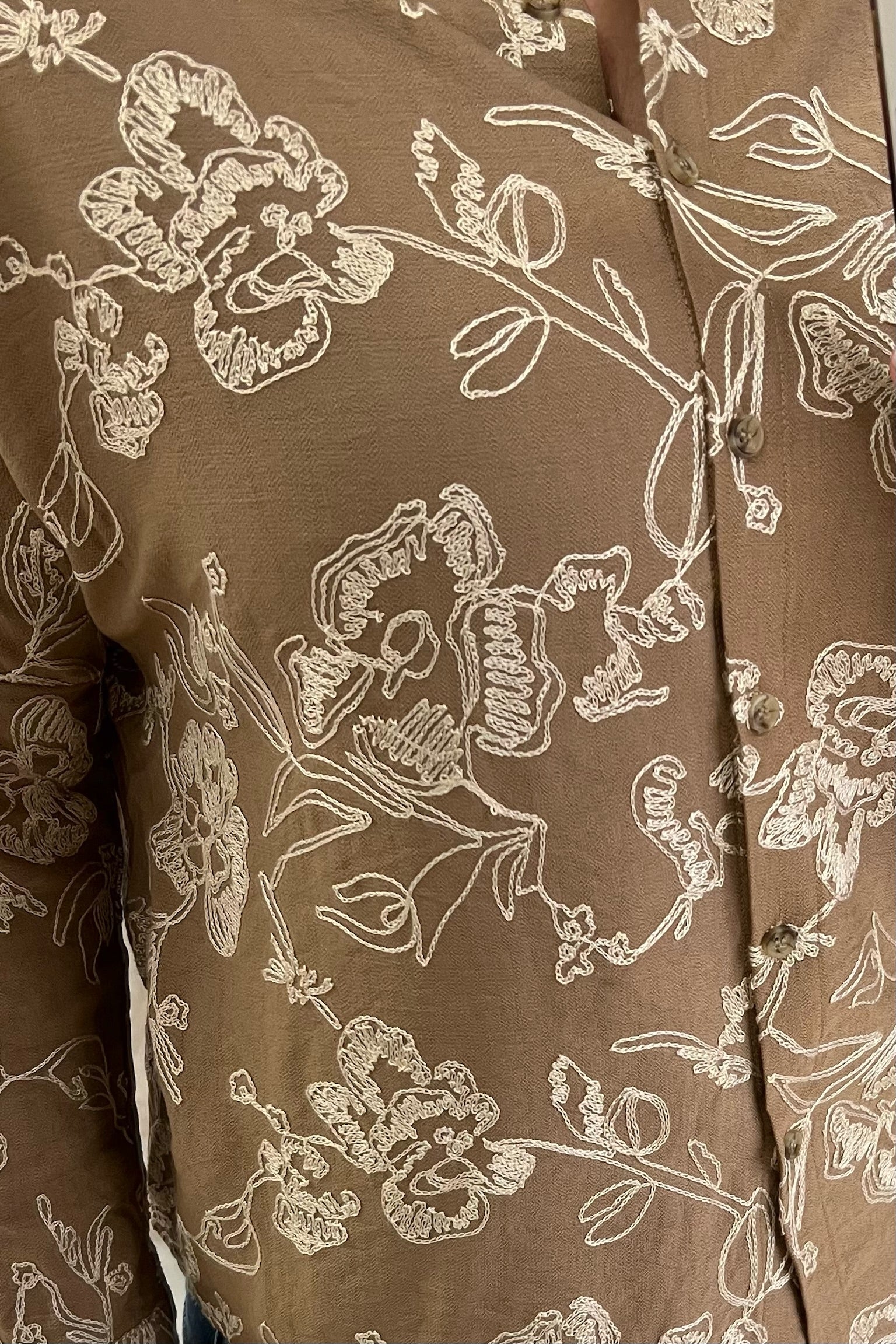 Emilie Flower Blouse - Taupe - Image 2