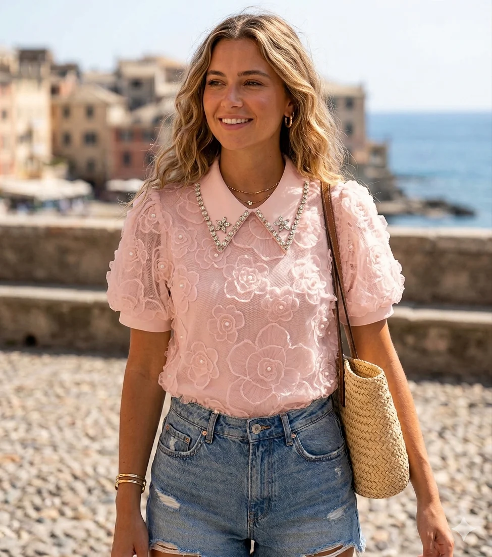Emily Lace Top - Pink