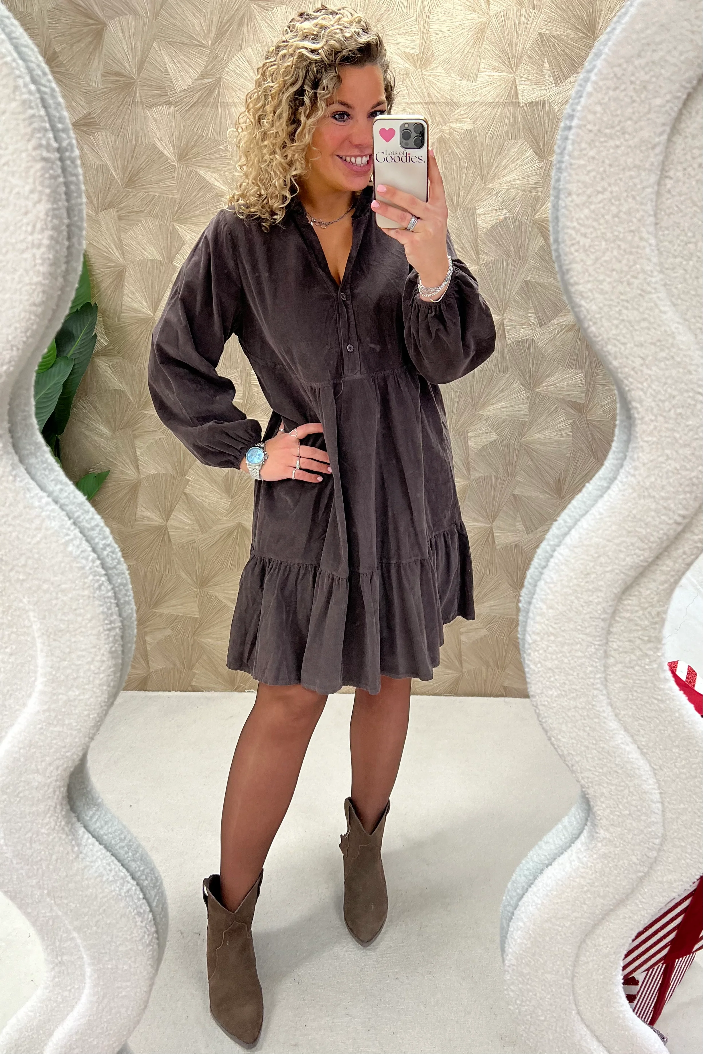 Emily Rib Dress - Brown