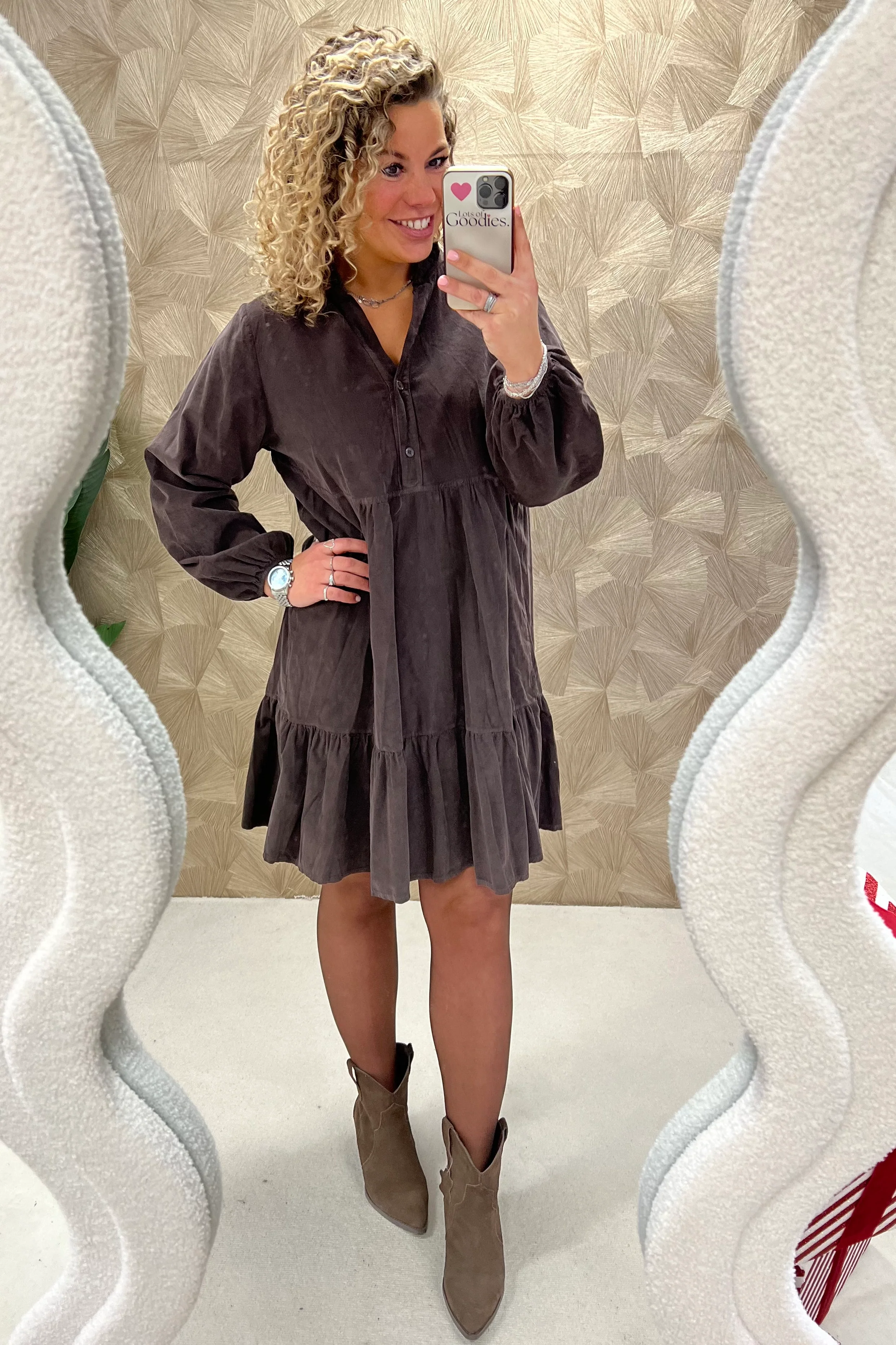 Emily Rib Dress - Brown - Image 8