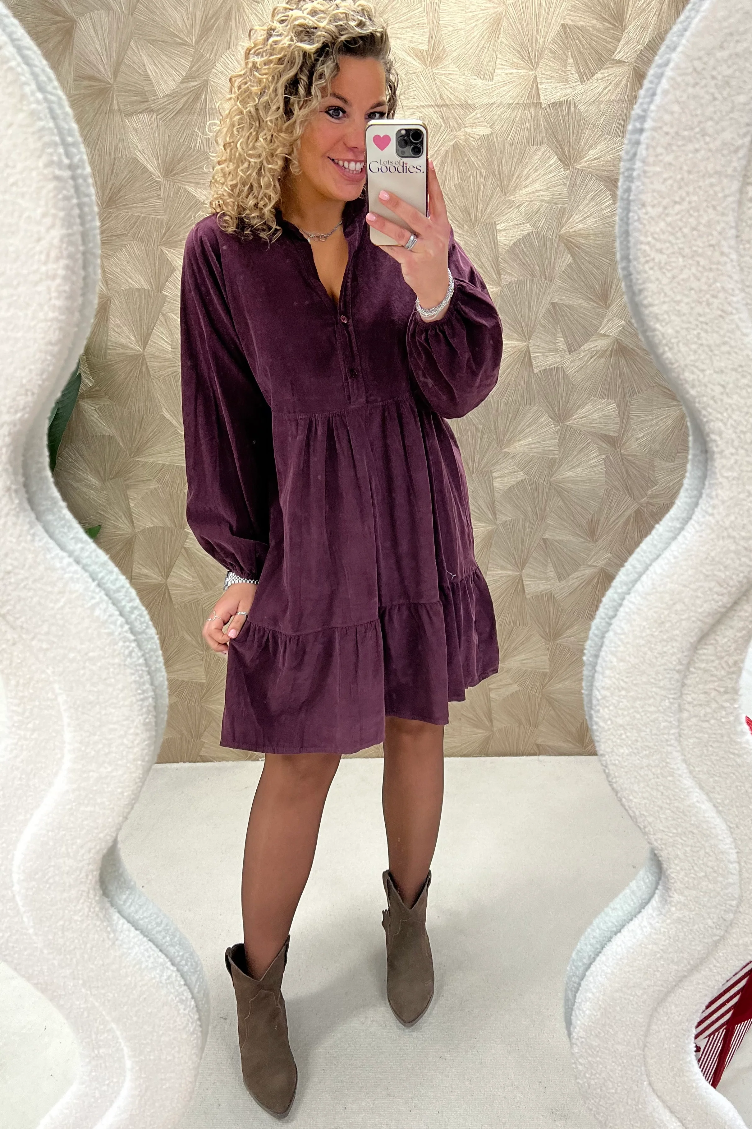 Emily Rib Dress - Plum - Image 3